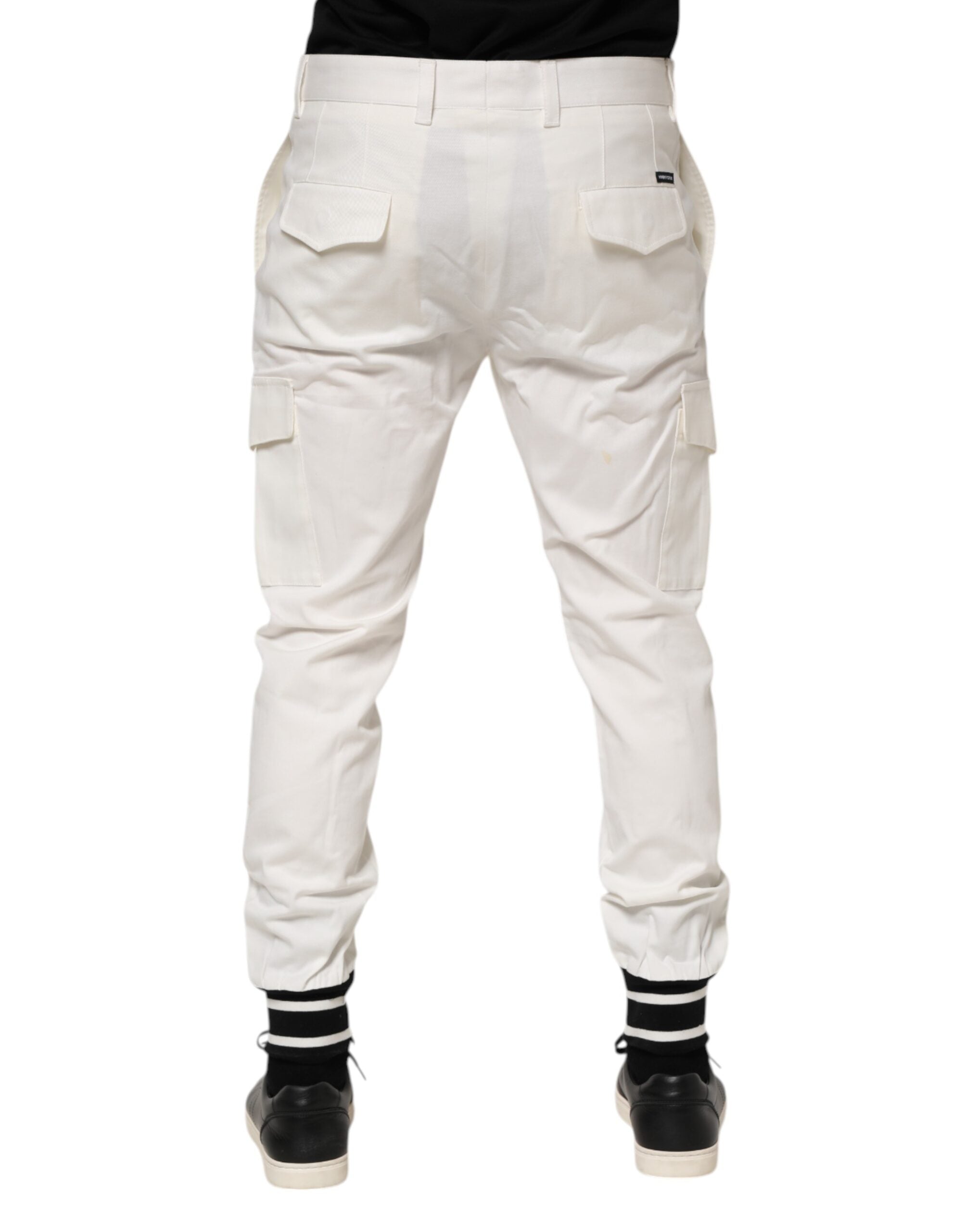 Dolce & Gabbana White Cotton Jogger Cargo Skinny Men's Trousers-4