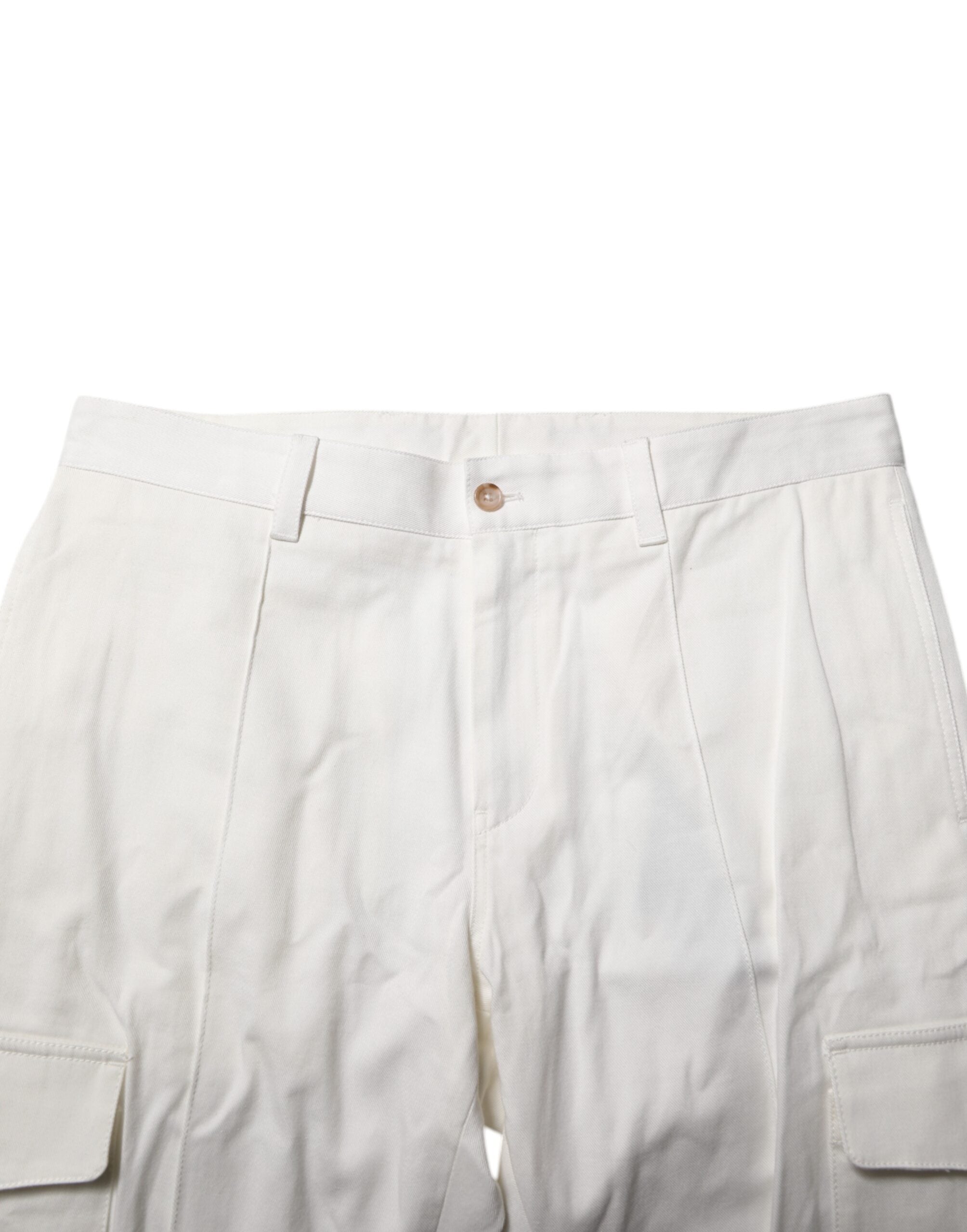 Dolce & Gabbana White Cotton Jogger Cargo Skinny Men's Trousers-5