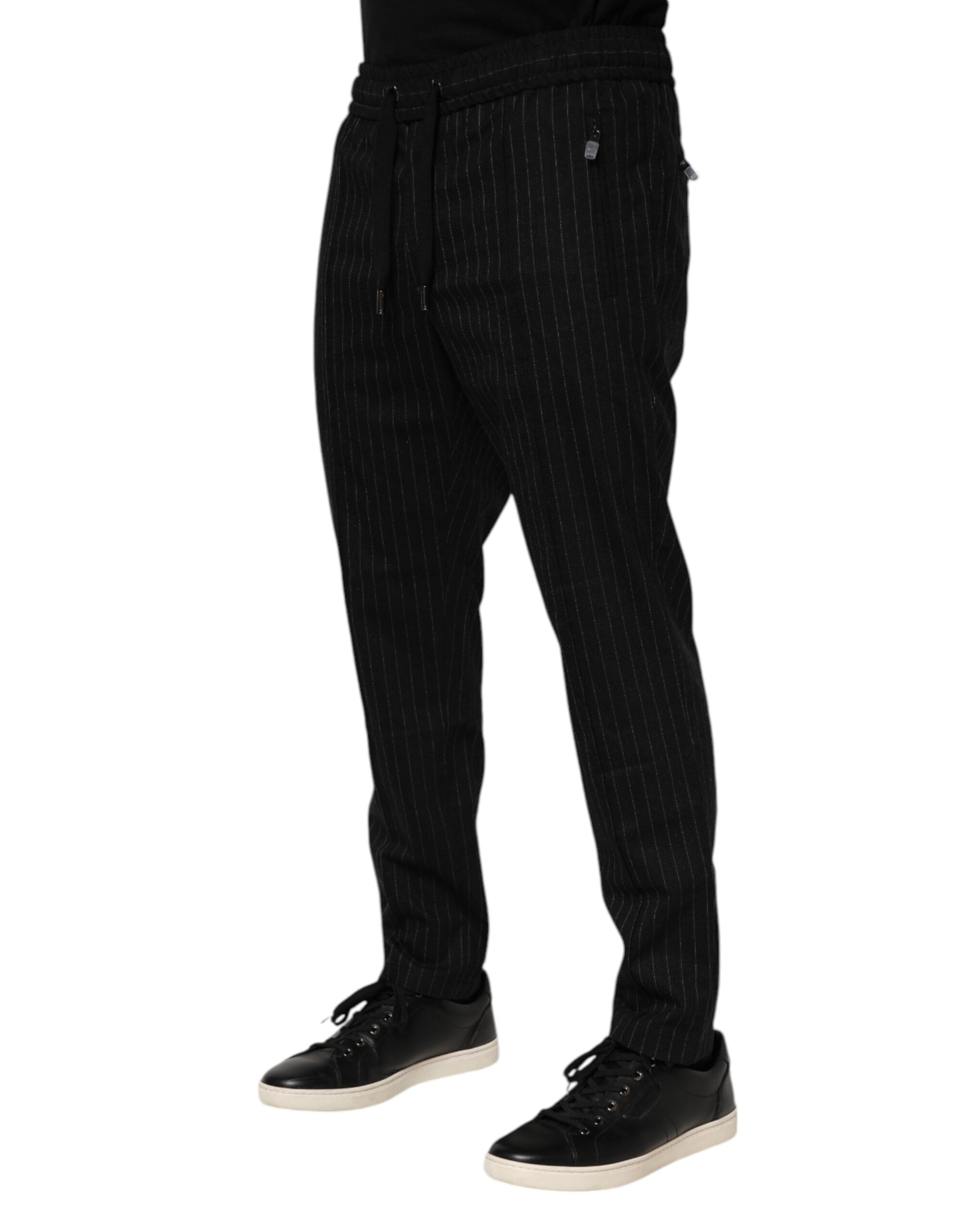 Dolce & Gabbana Schwarz gestreifte Herren-Joggerhose aus Wolle-3