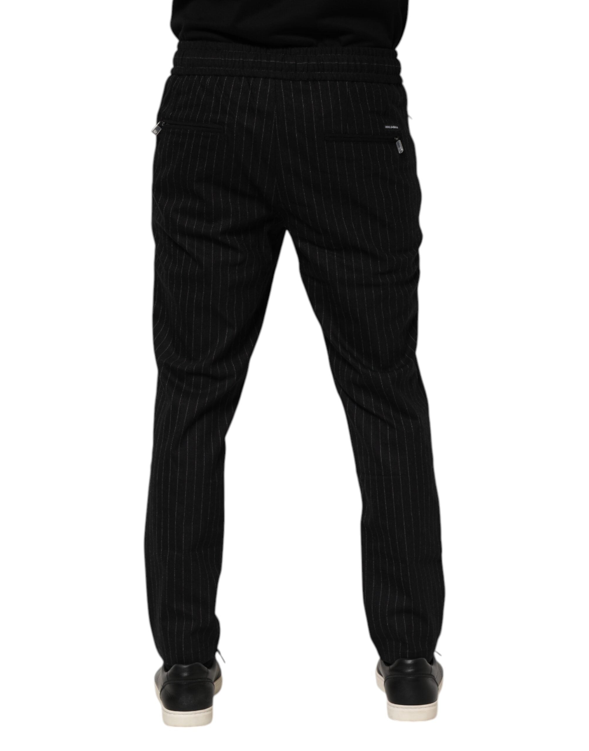 Dolce & Gabbana Schwarz gestreifte Herren-Joggerhose aus Wolle-4