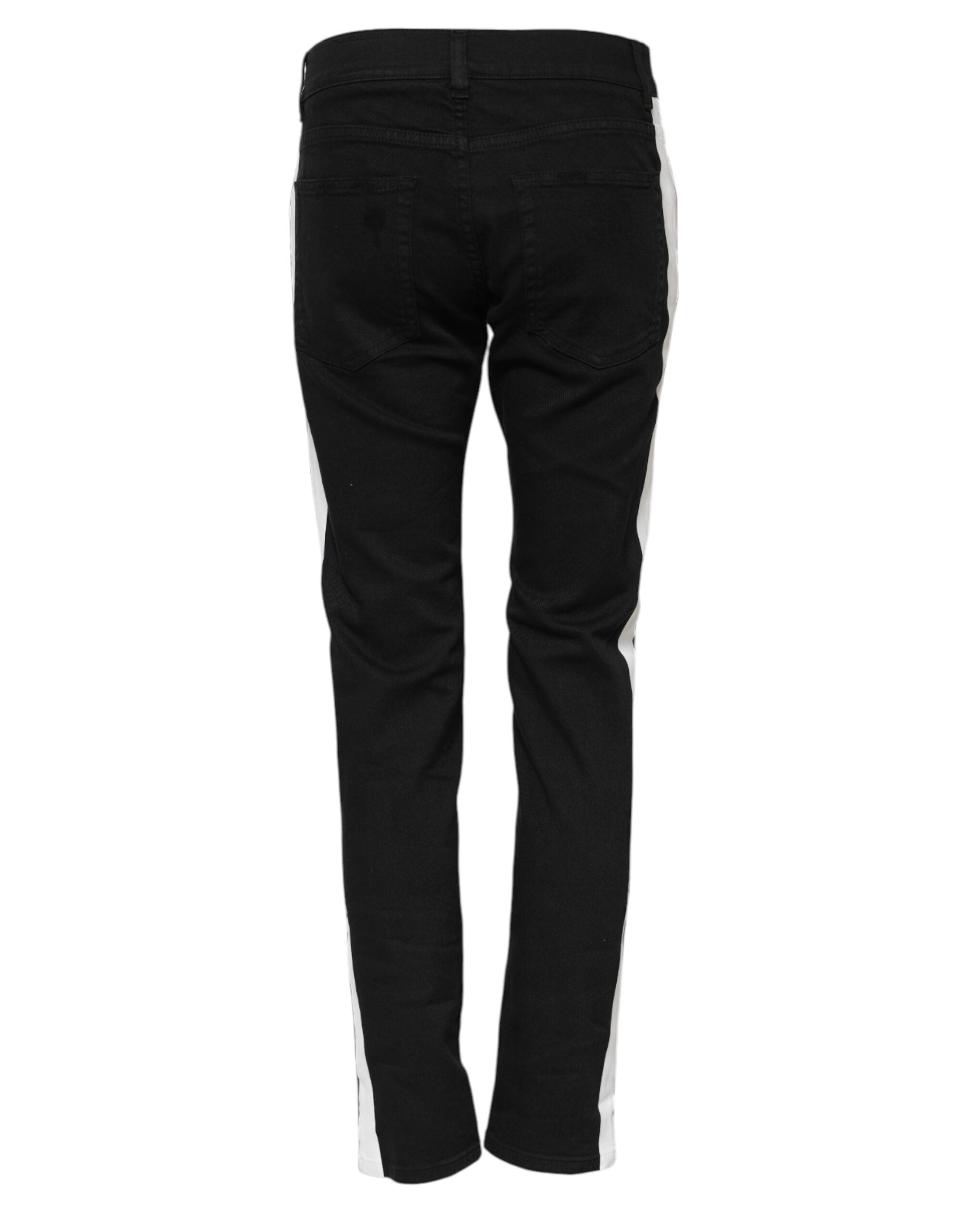 Dolce & Gabbana Black distressed white lining skinny denim jeans-3