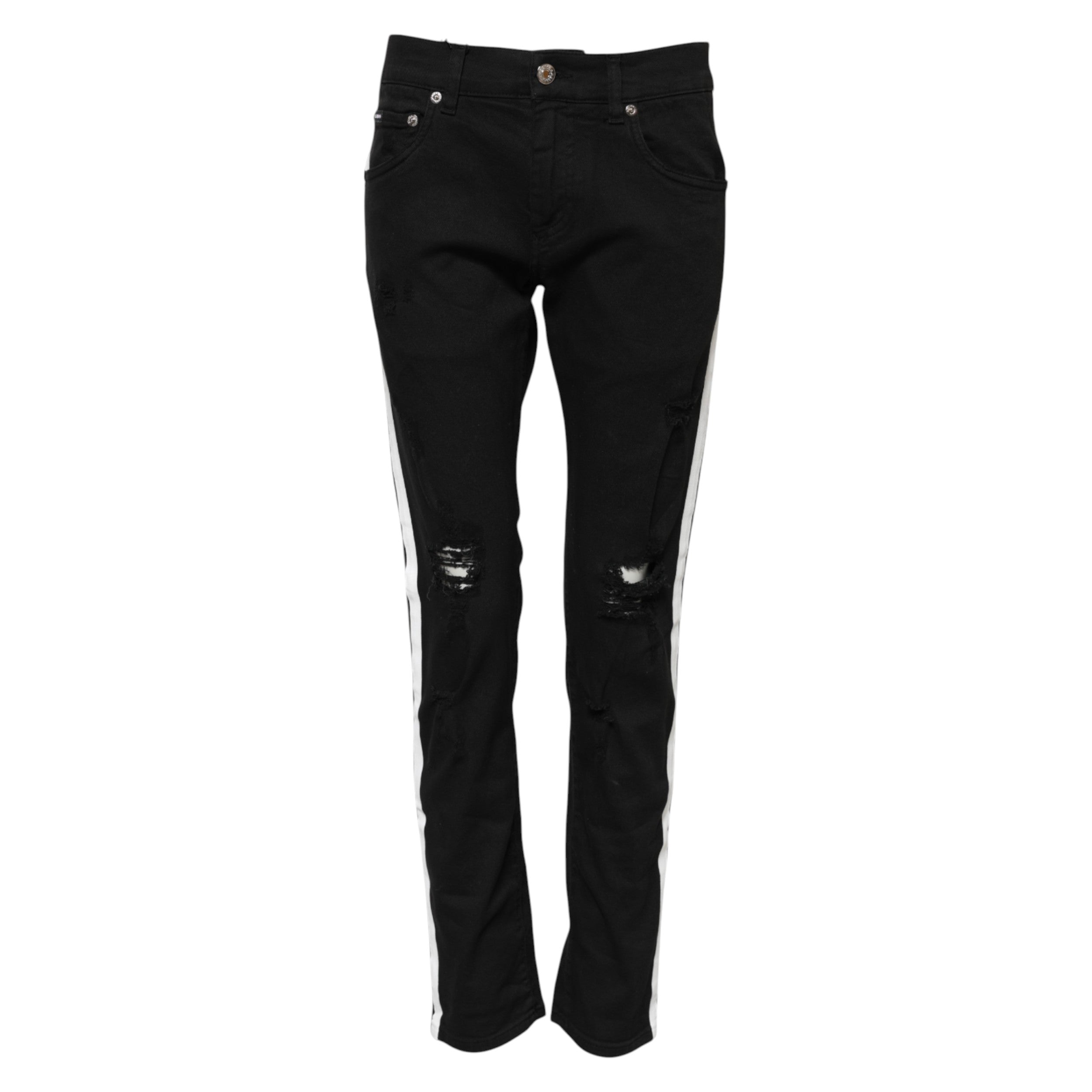 Dolce & Gabbana Black distressed white lining skinny denim jeans-5