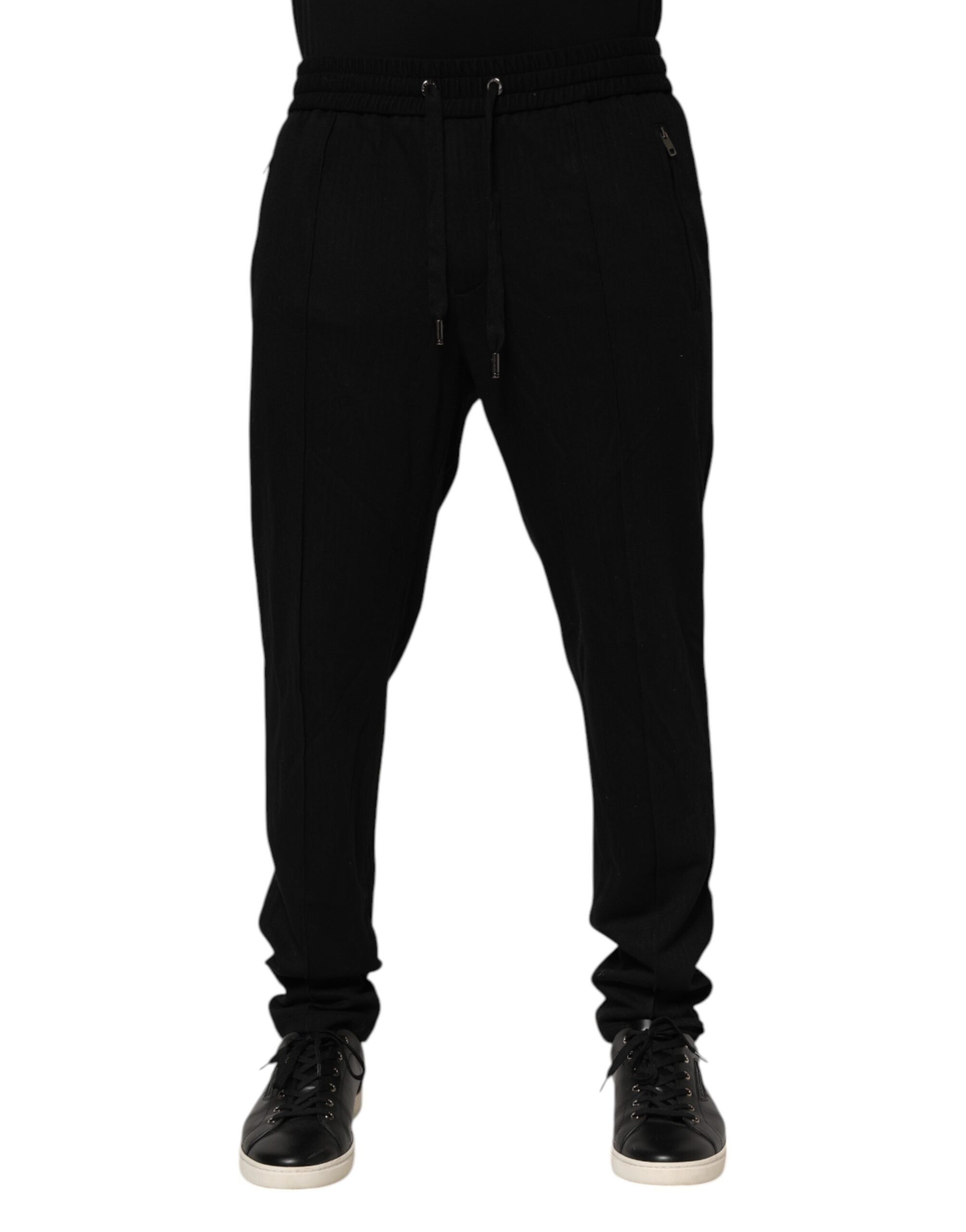 Dolce & Gabbana Black Viscose Skinny Logo Men's Joggers-1