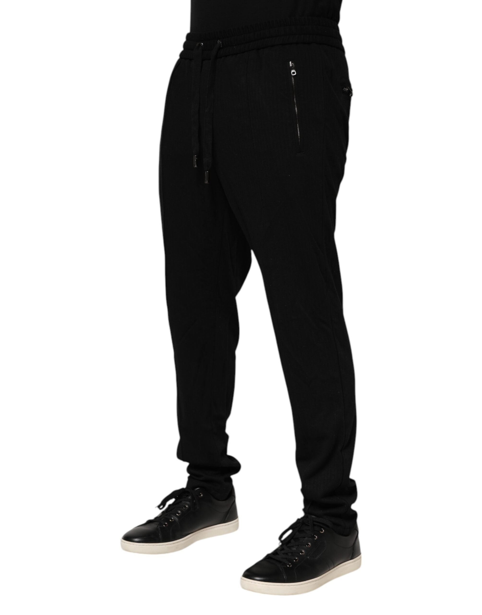 Dolce & Gabbana Black Viscose Skinny Logo Men's Joggers-3