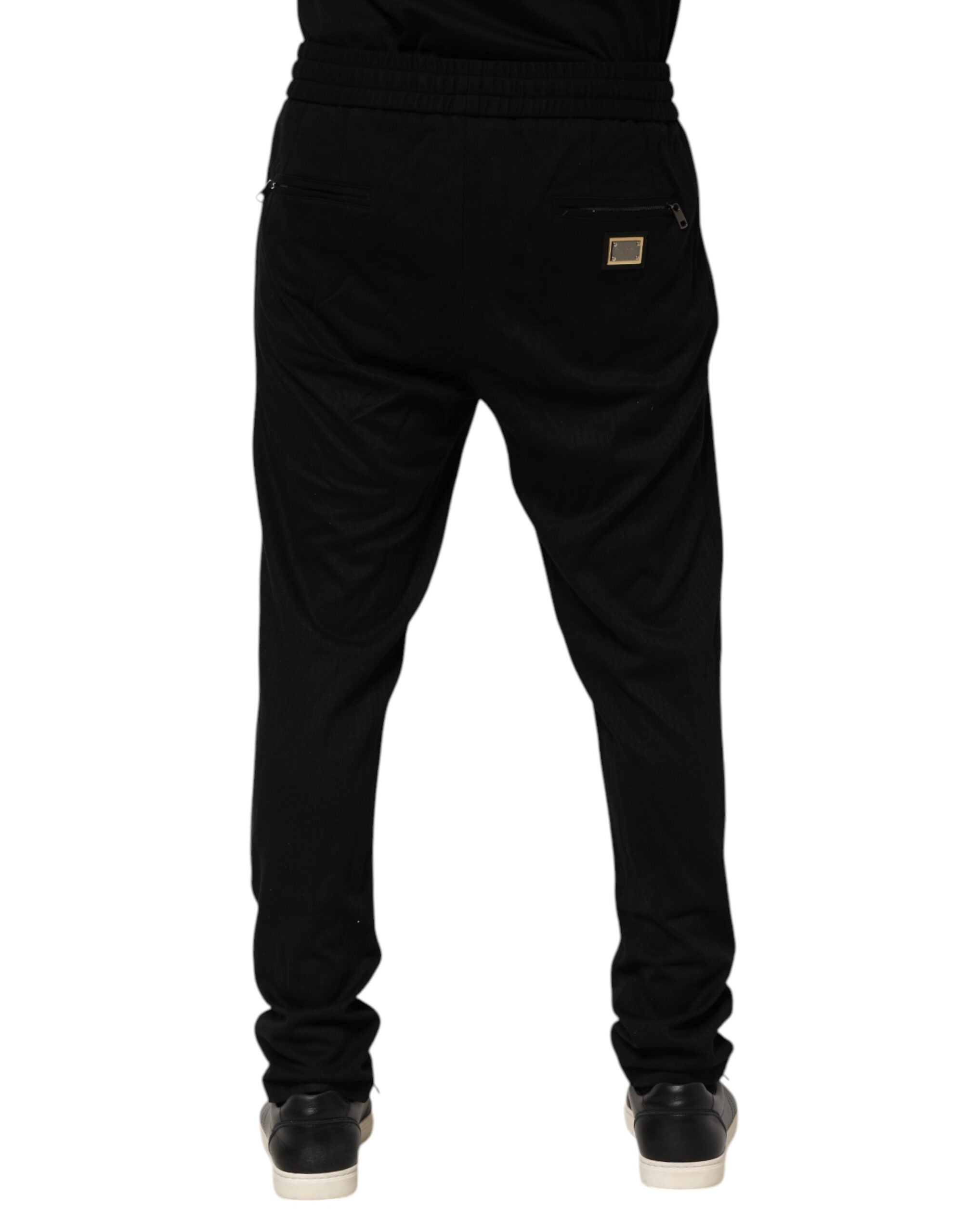 Dolce & Gabbana Black Viscose Skinny Logo Men's Joggers-4
