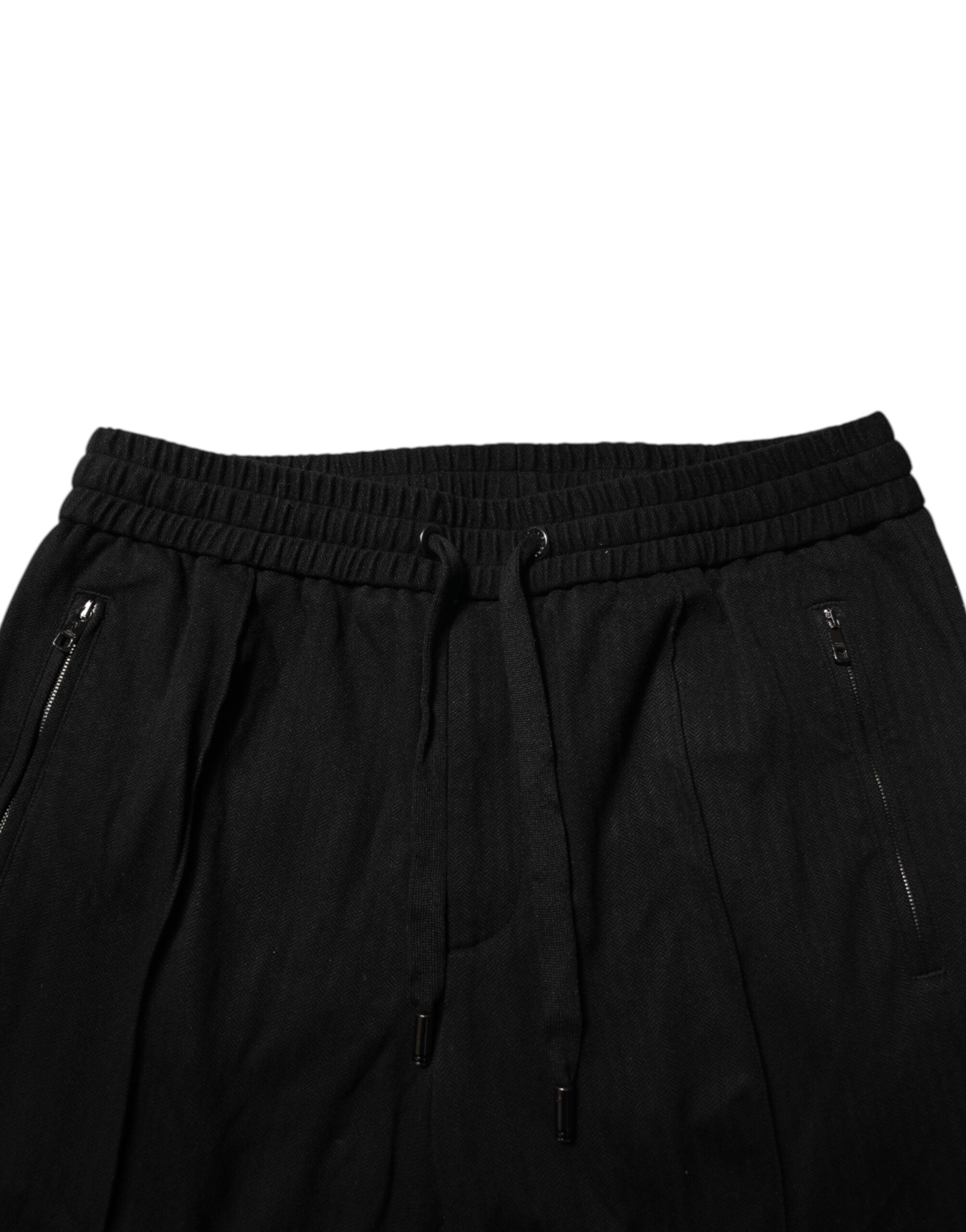 Dolce & Gabbana Black Viscose Skinny Logo Men's Joggers-5