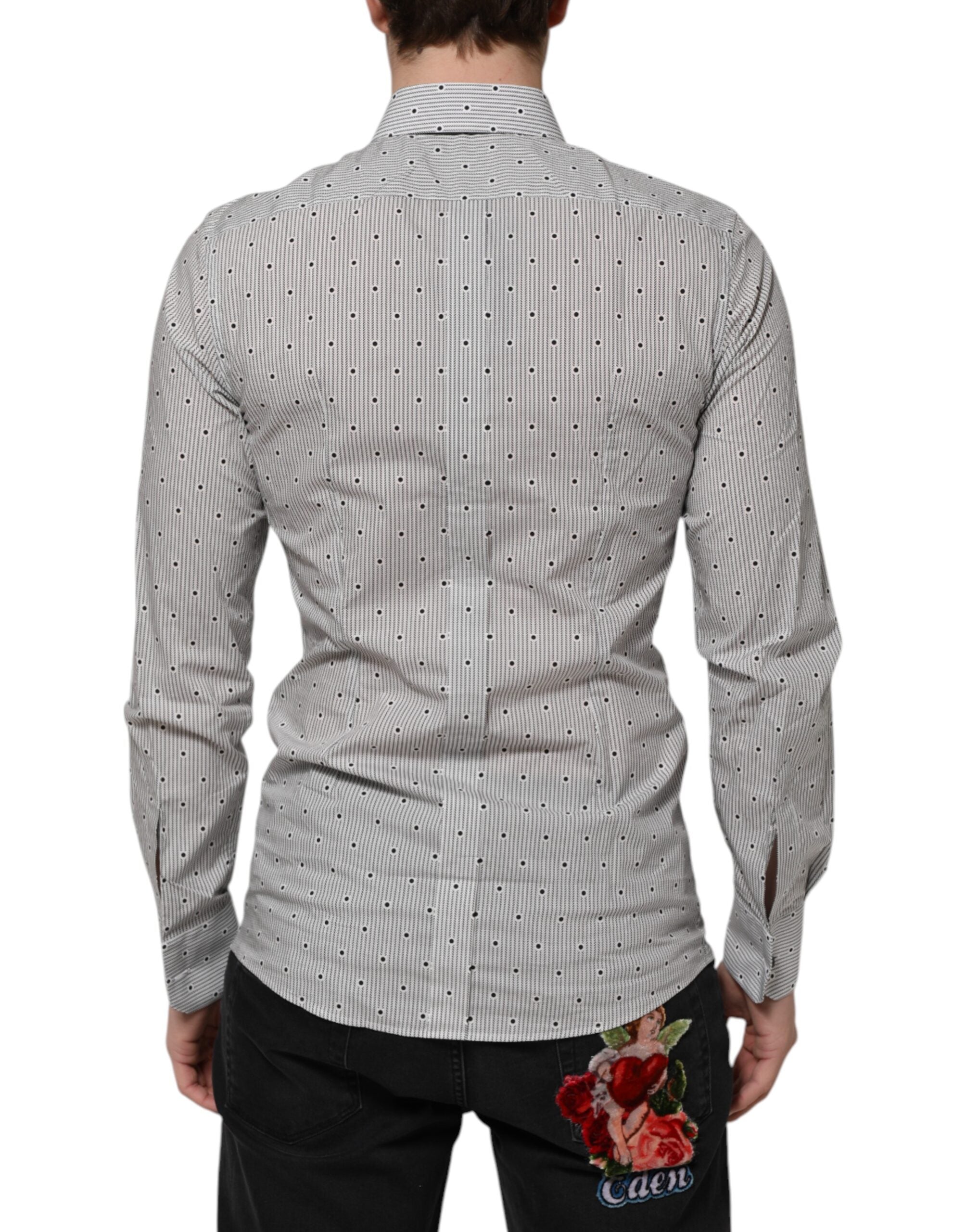 Camisa formal Dolce & Gabbana gris con lunares y corte semiajustado para hombre en oro-4