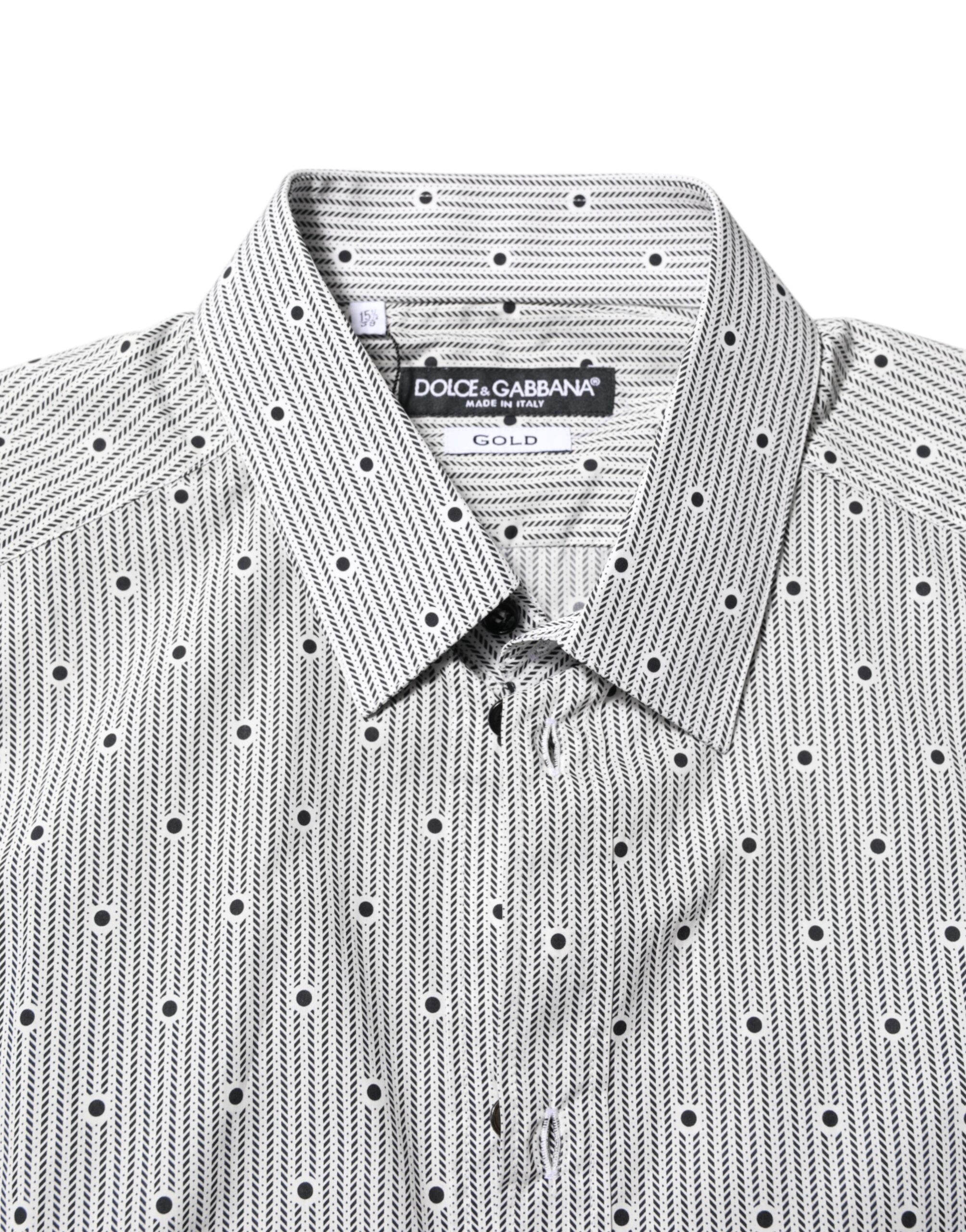 Camisa formal Dolce & Gabbana gris con lunares y corte semiajustado para hombre en oro-5