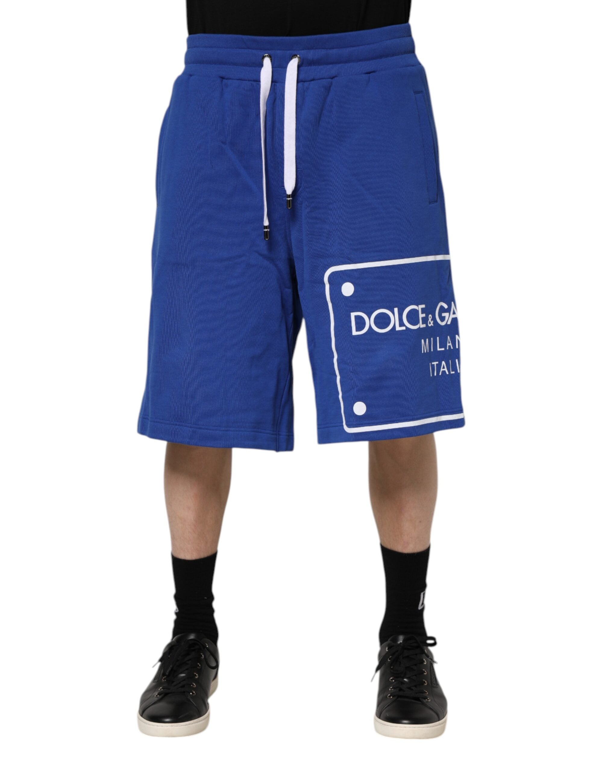 Dolce & Gabbana Blue Logo Cotton Bermuda Sweatshorts Shorts-1