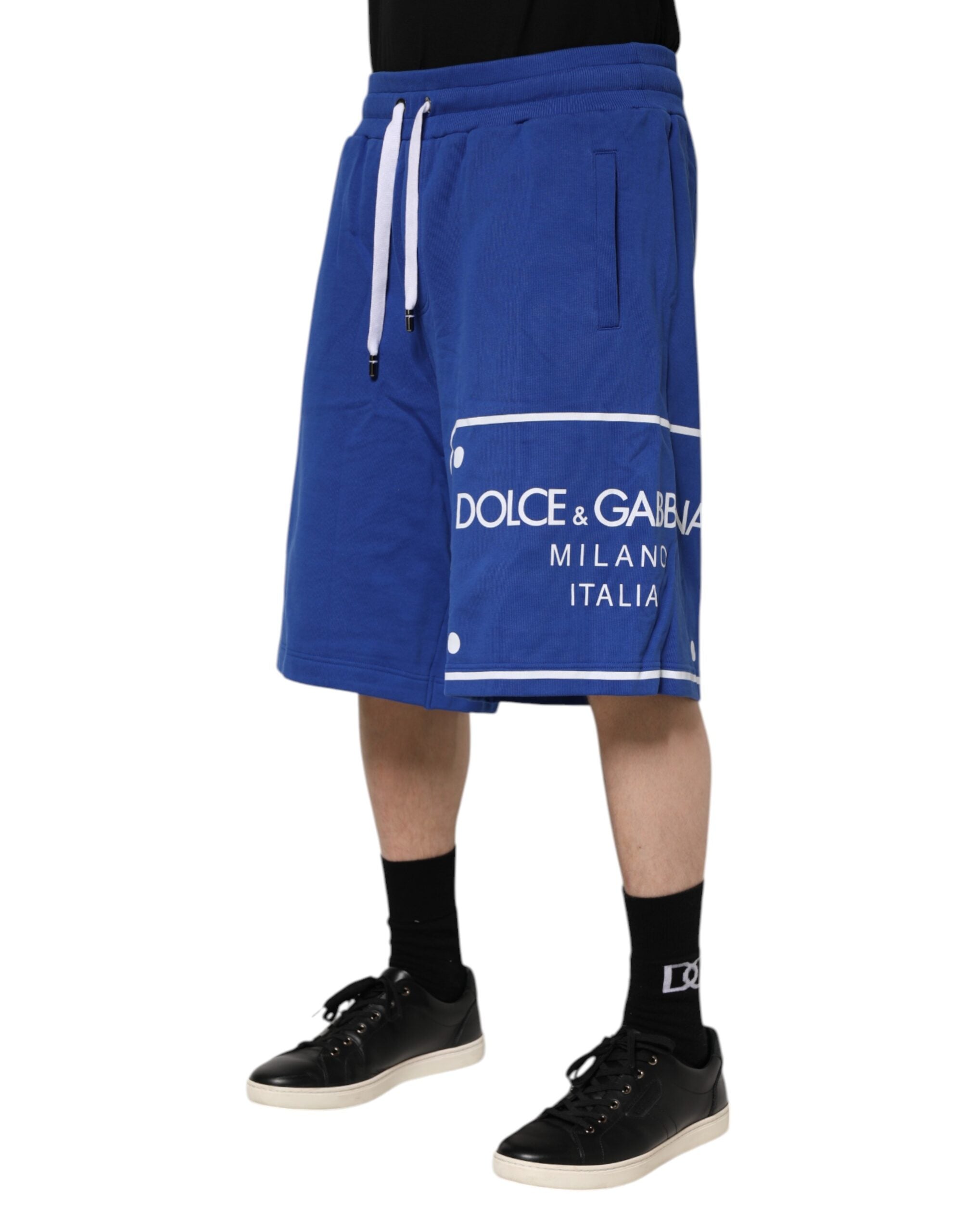 Dolce & Gabbana Blue Logo Cotton Bermuda Sweatshorts Shorts-3
