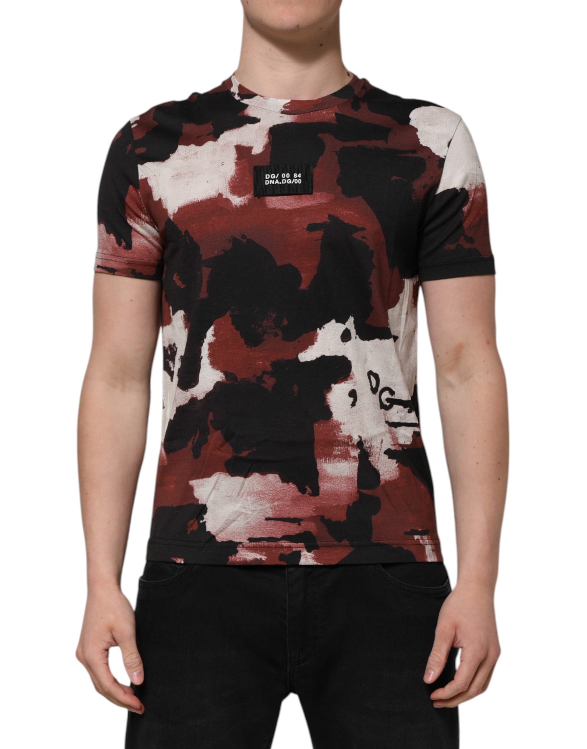 Dolce & Gabbana Multicolor Camouflage Men's T-Shirt with Crew Neck-2