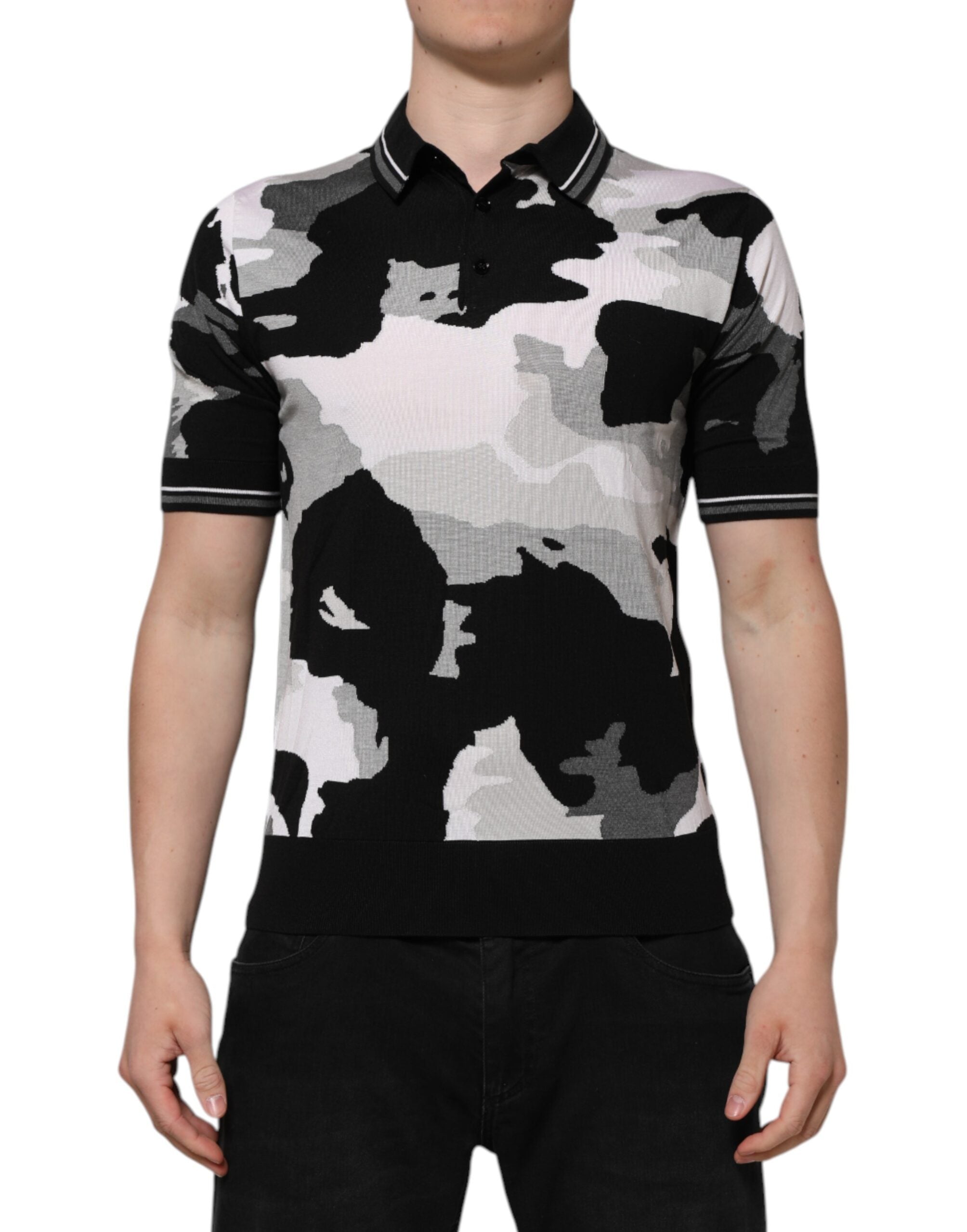 Dolce & Gabbana Multicolor Camouflage Polo Shirt with Collar-2