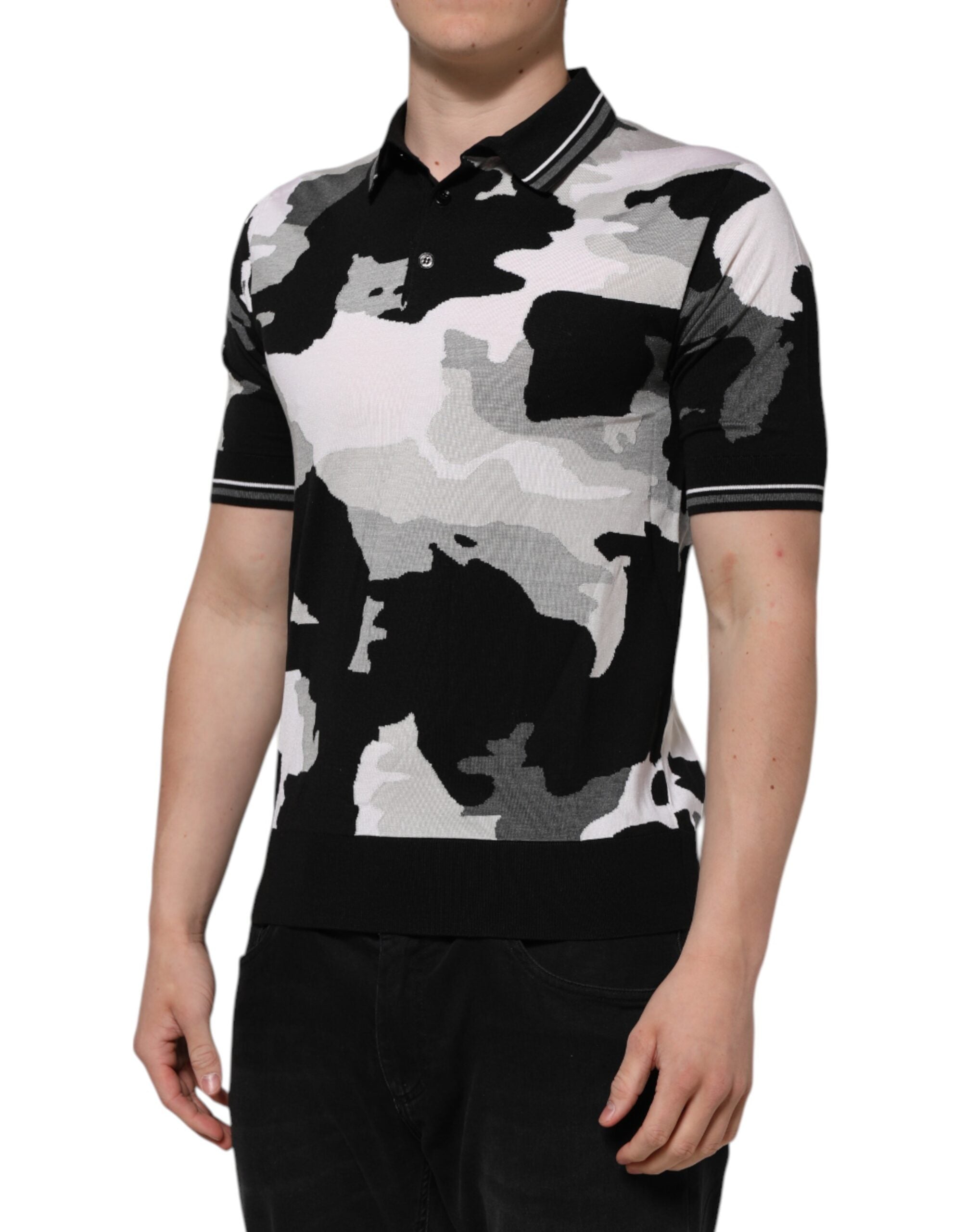 Dolce & Gabbana Multicolor Camouflage Polo Shirt with Collar-3