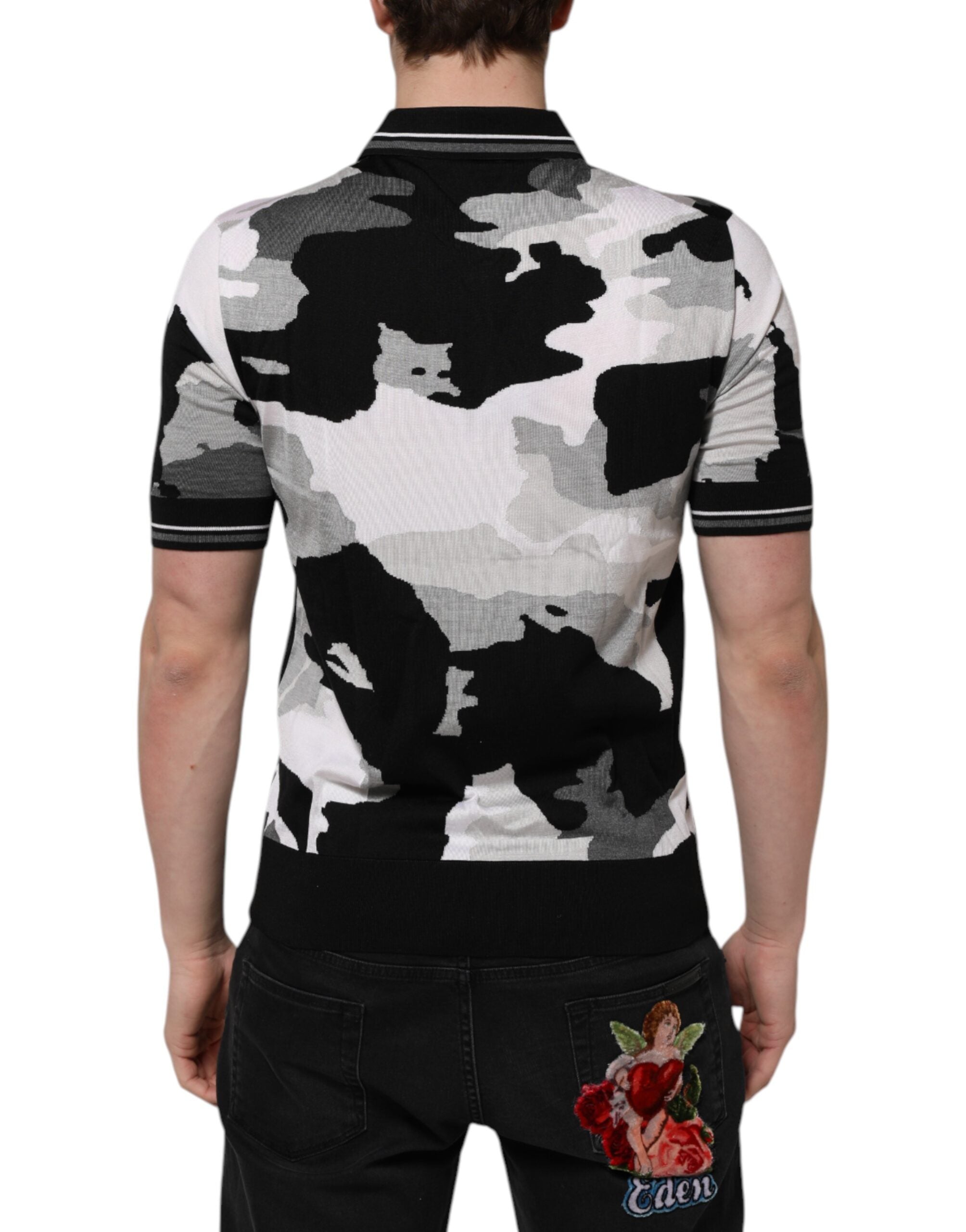 Dolce & Gabbana Multicolor Camouflage Polo Shirt with Collar-4
