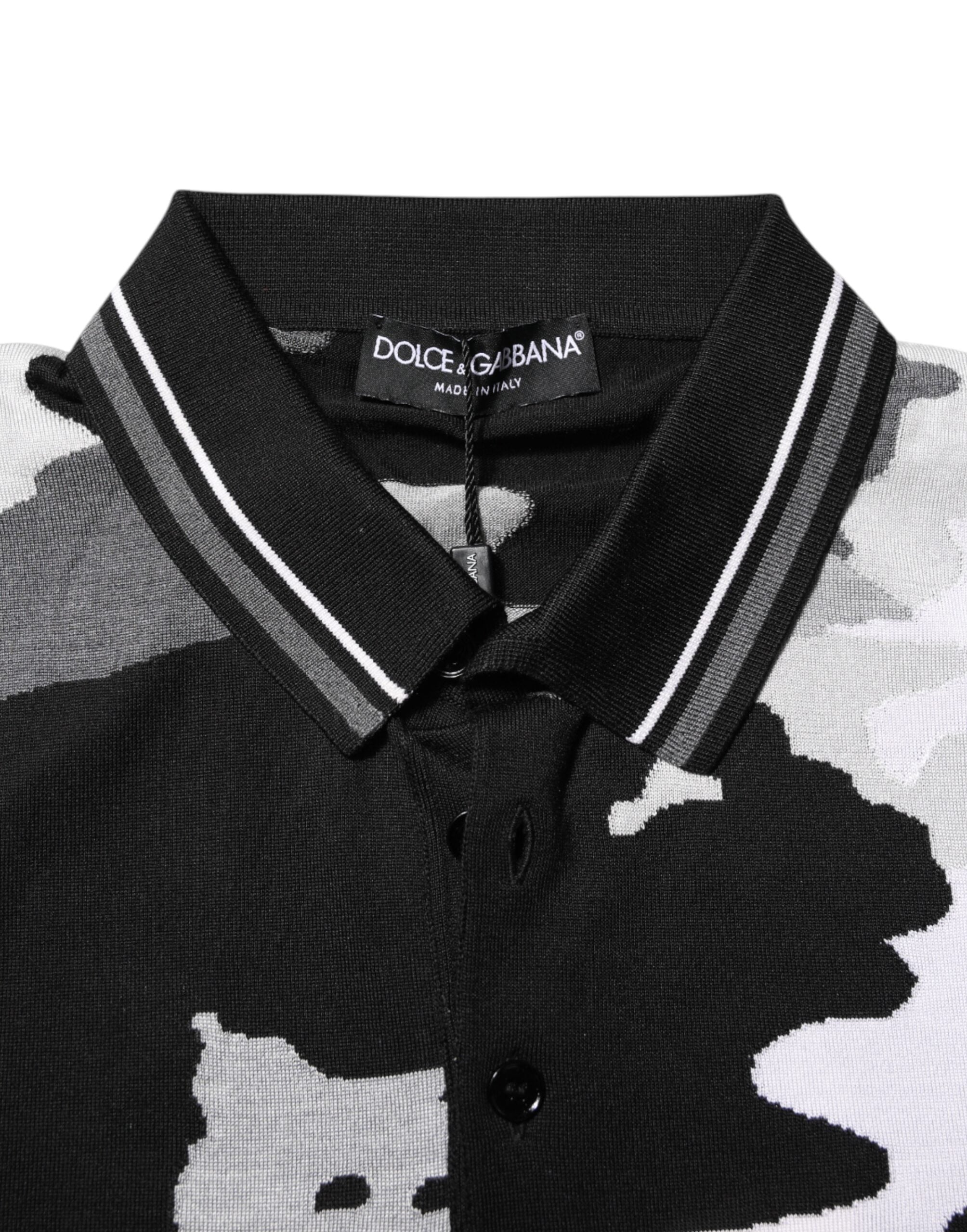 Dolce & Gabbana Multicolor Camouflage Polo Shirt with Collar-5