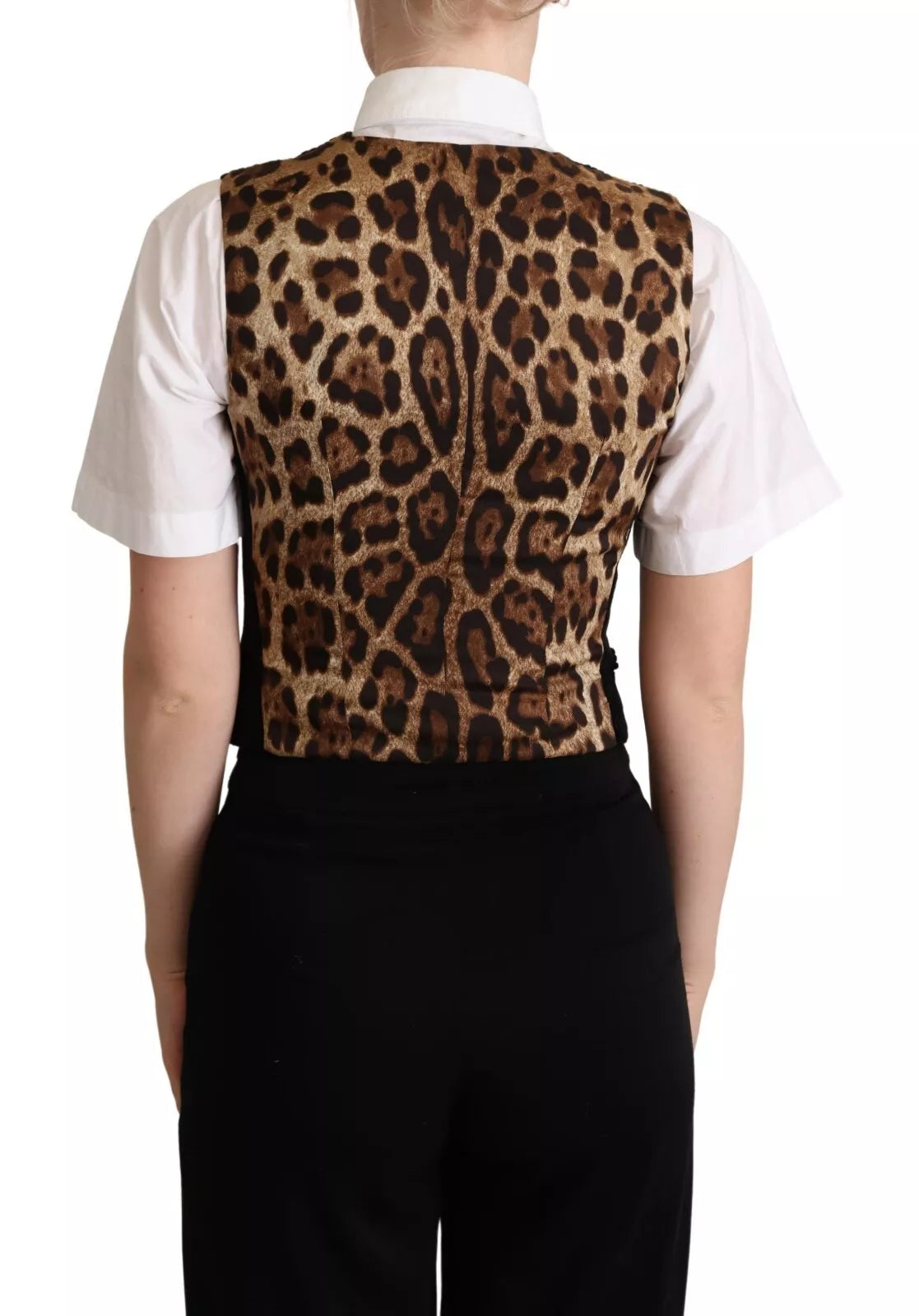 Chaleco con estampado de leopardo marrón y negro de Dolce & Gabbana-3