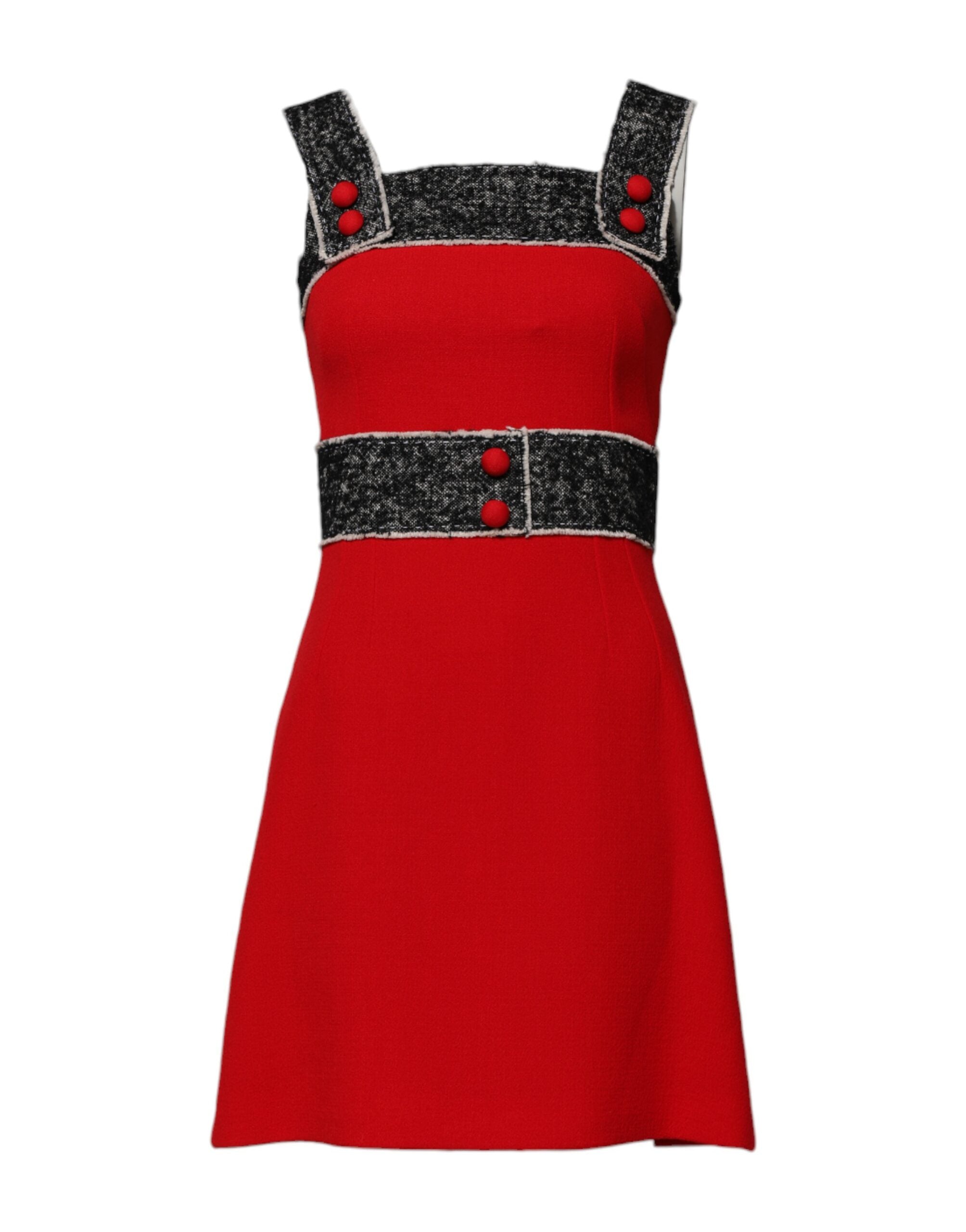 Vestido mini de lana rojo sin mangas de Dolce & Gabbana con corte A acampanado-1
