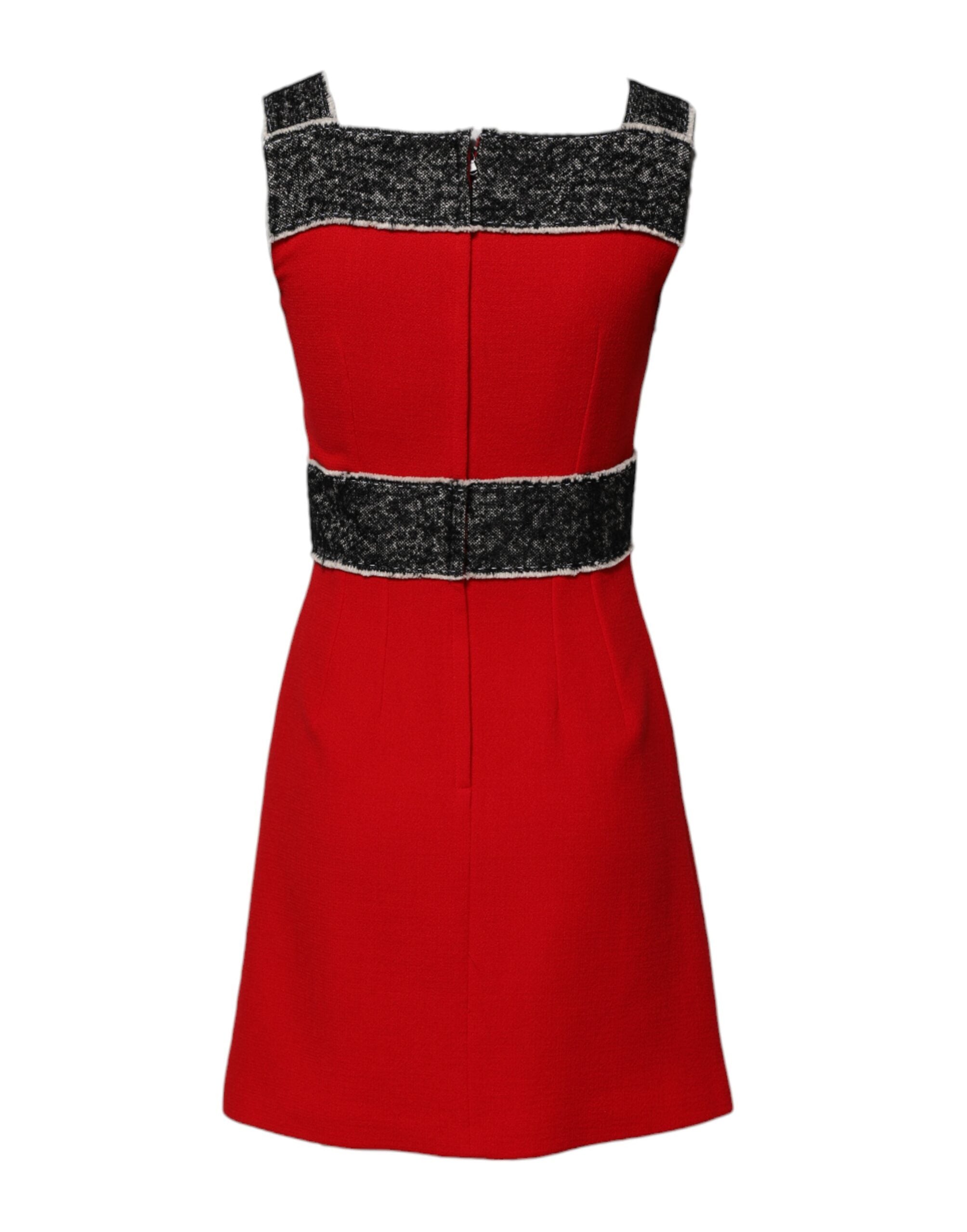 Vestido mini de lana rojo sin mangas de Dolce & Gabbana con corte A acampanado-3