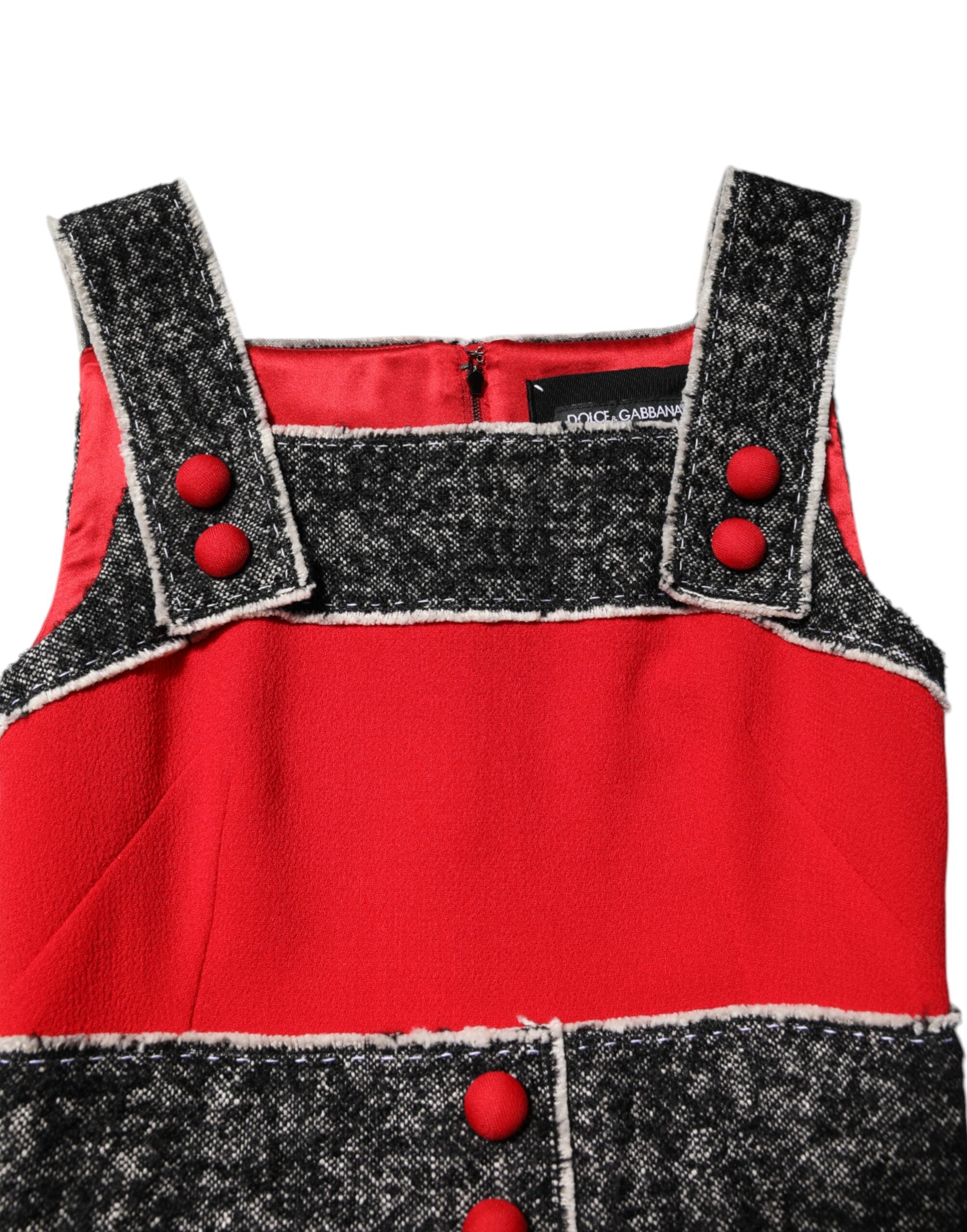Vestido mini de lana rojo sin mangas de Dolce & Gabbana con corte A acampanado-4