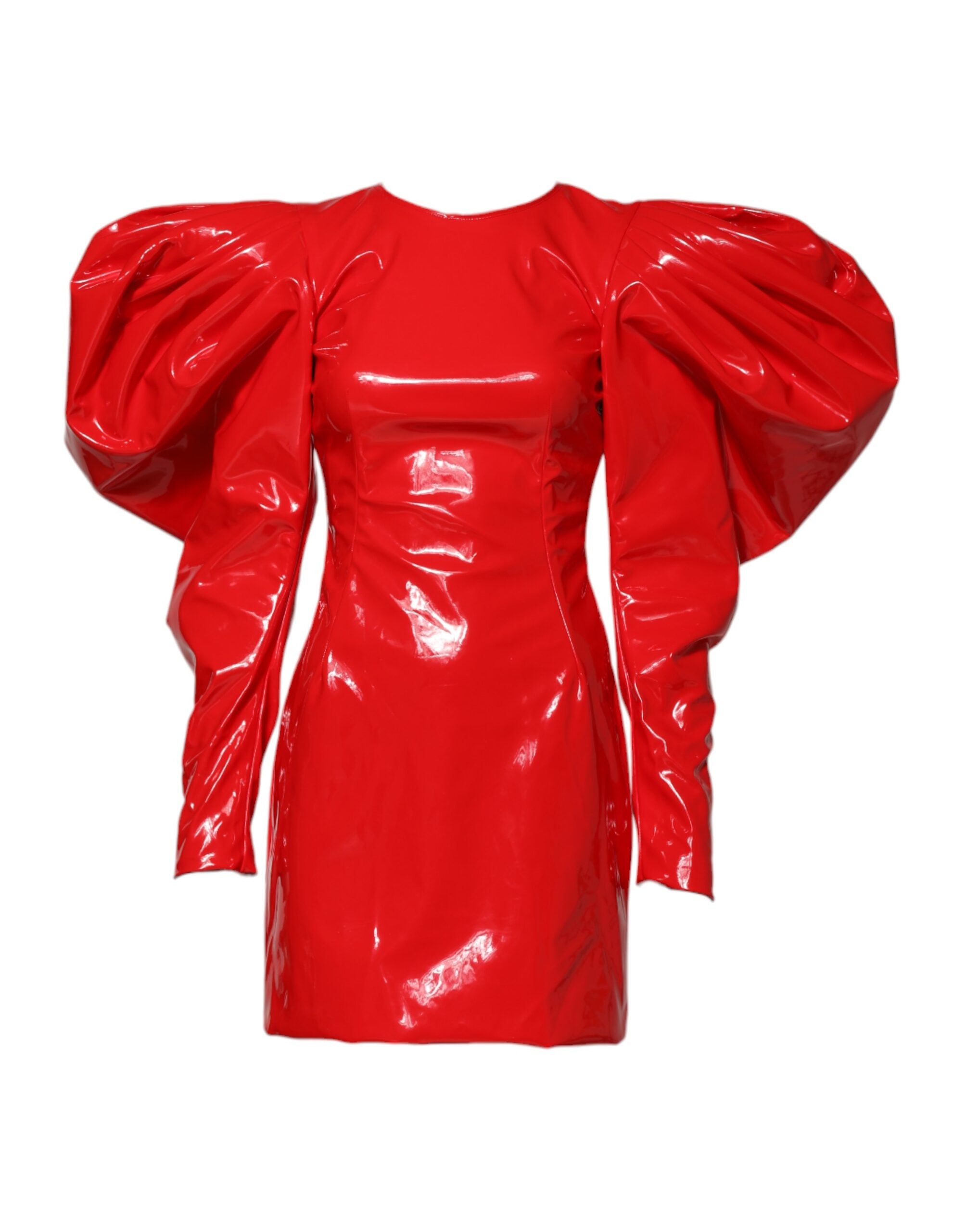 Dolce & Gabbana Rotes Lackleder Minikleid mit Puffärmeln-2