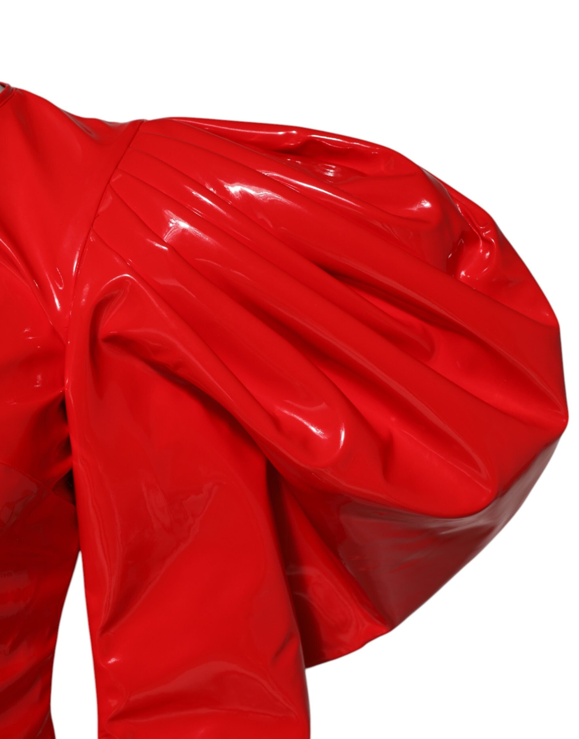 Dolce & Gabbana Rotes Lackleder Minikleid mit Puffärmeln-3