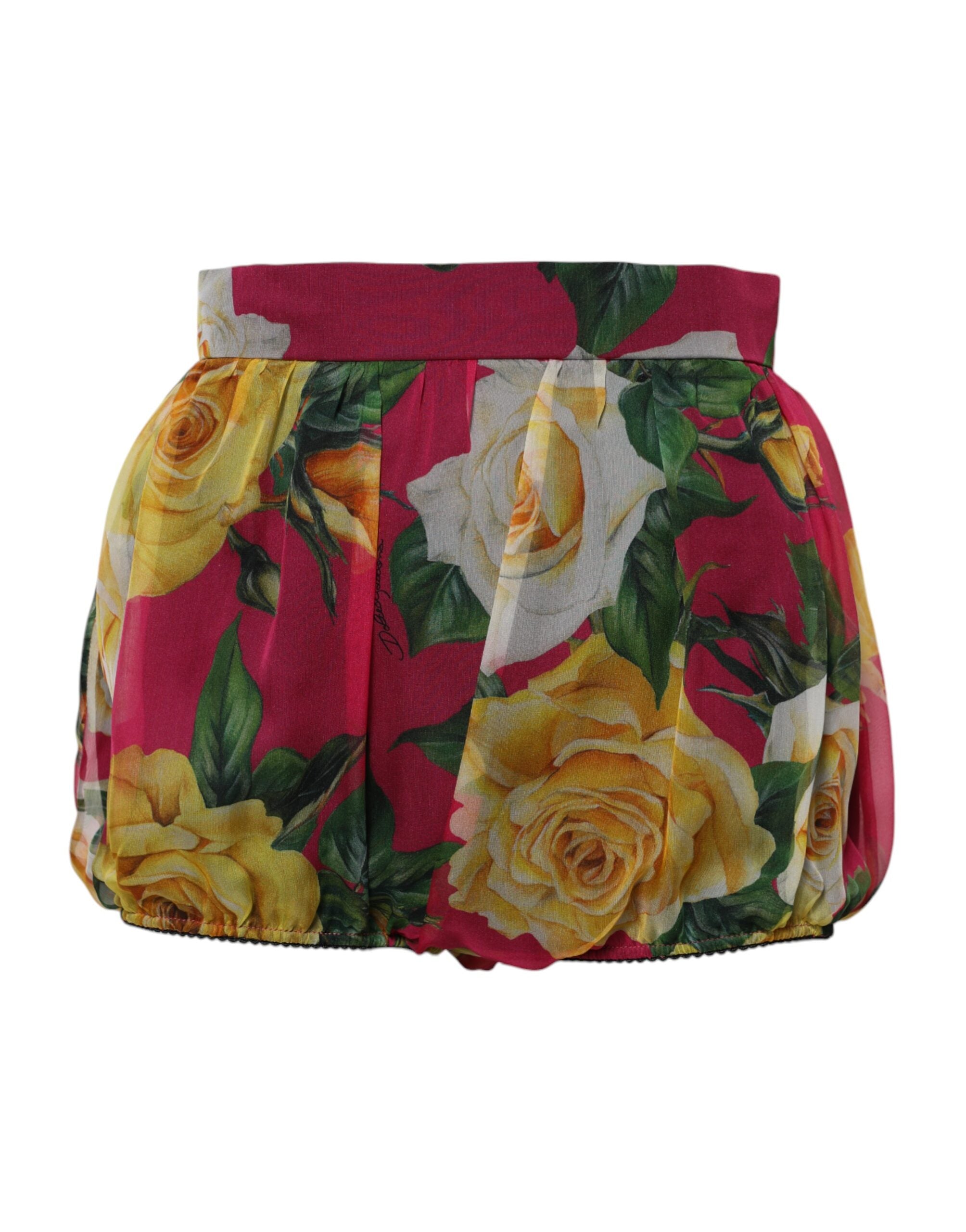 Pantalones cortos de cintura alta con estampado floral rojo de Dolce & Gabbana para mujer-1