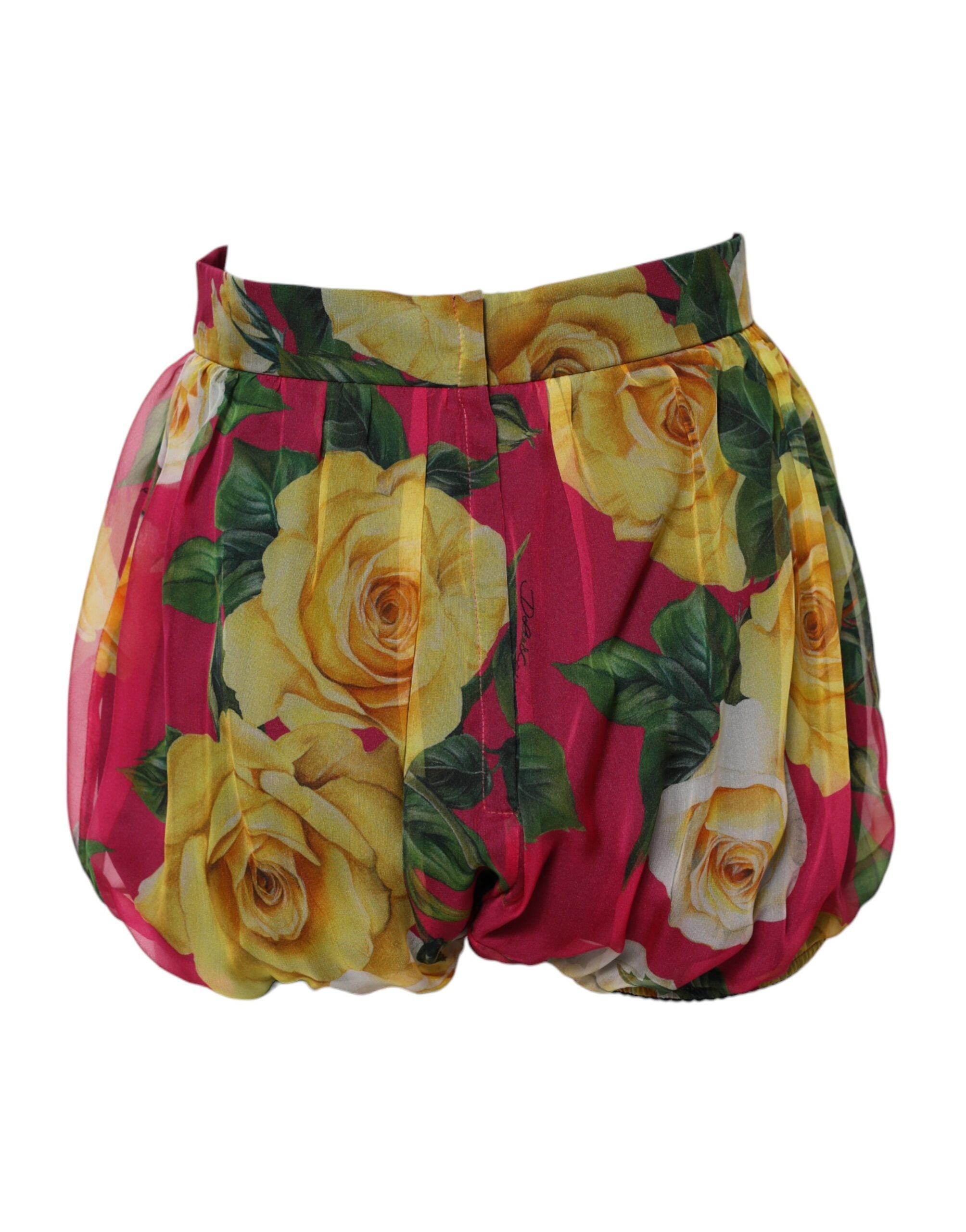 Pantalones cortos de cintura alta con estampado floral rojo de Dolce & Gabbana para mujer-3