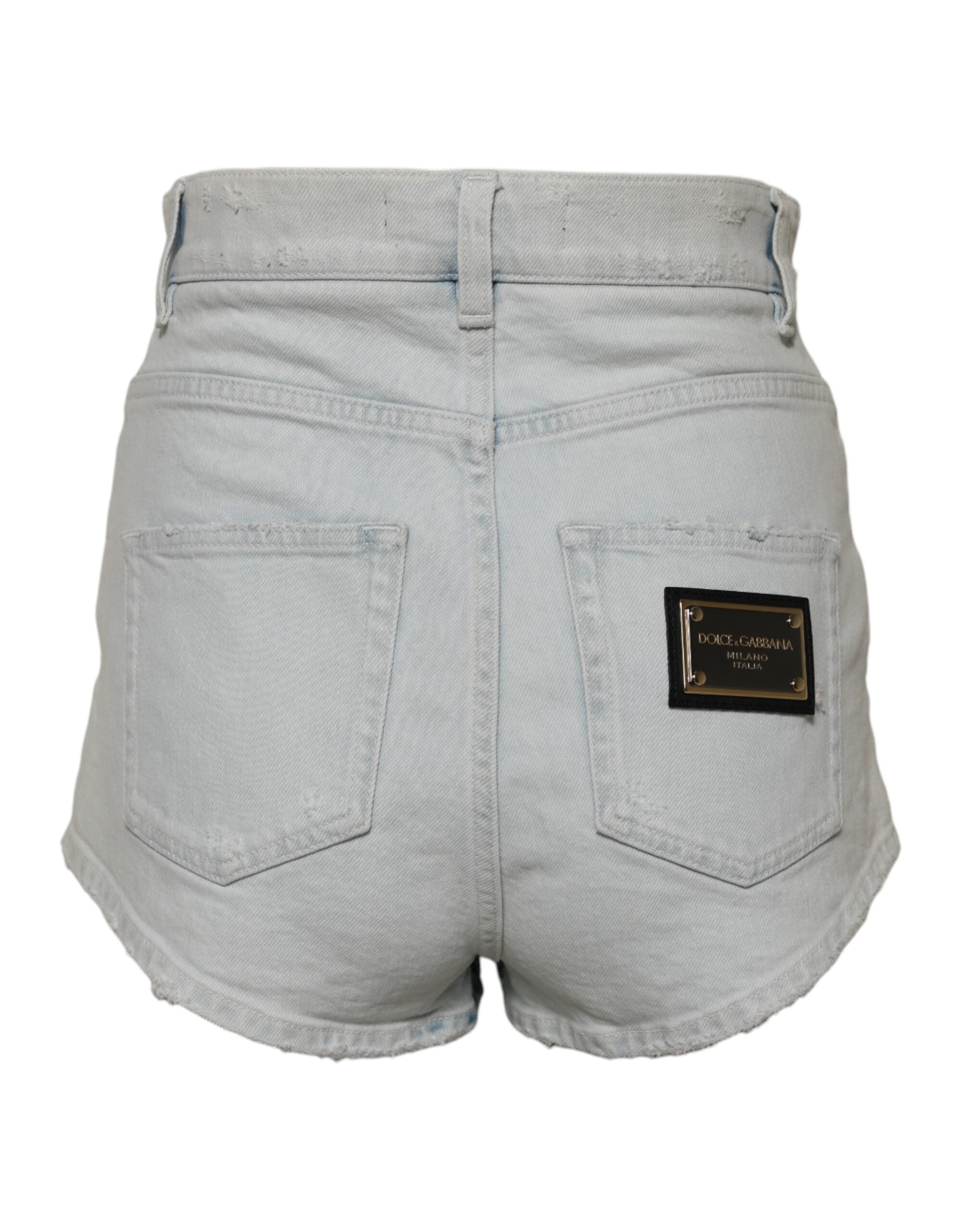 Dolce & Gabbana Light Blue Washed Denim Cotton Hot Pants Shorts-3
