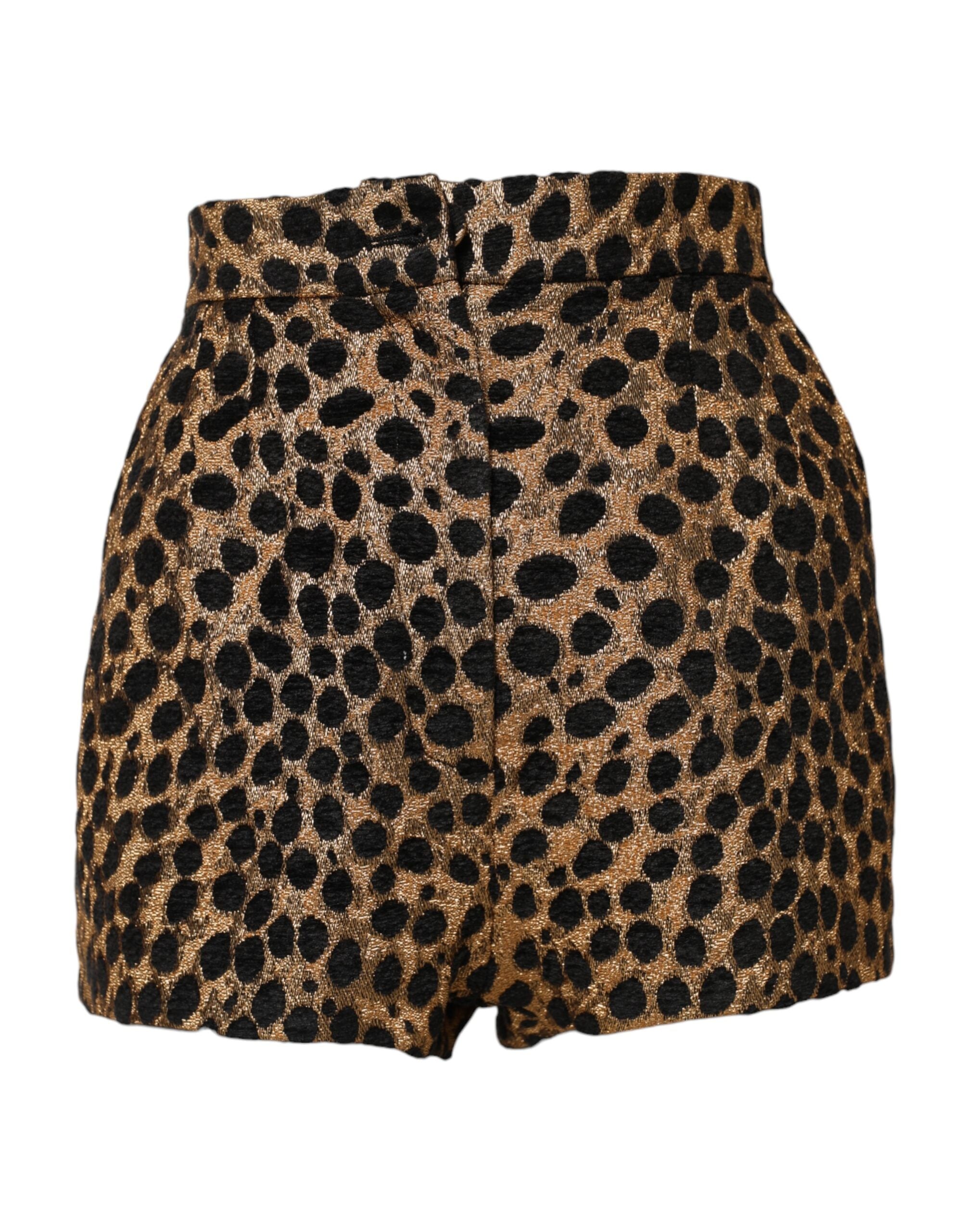 Pantalones cortos de cintura alta con estampado de leopardo marrón de Dolce & Gabbana-1