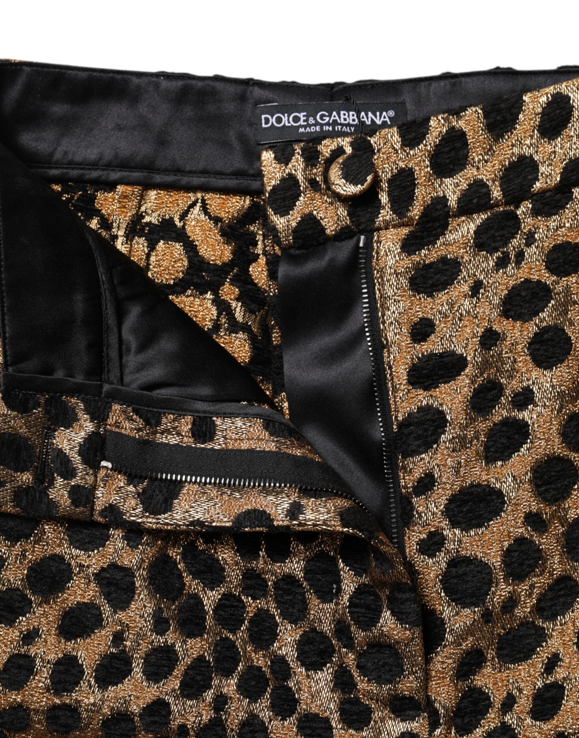 Pantalones cortos de cintura alta con estampado de leopardo marrón de Dolce & Gabbana-4