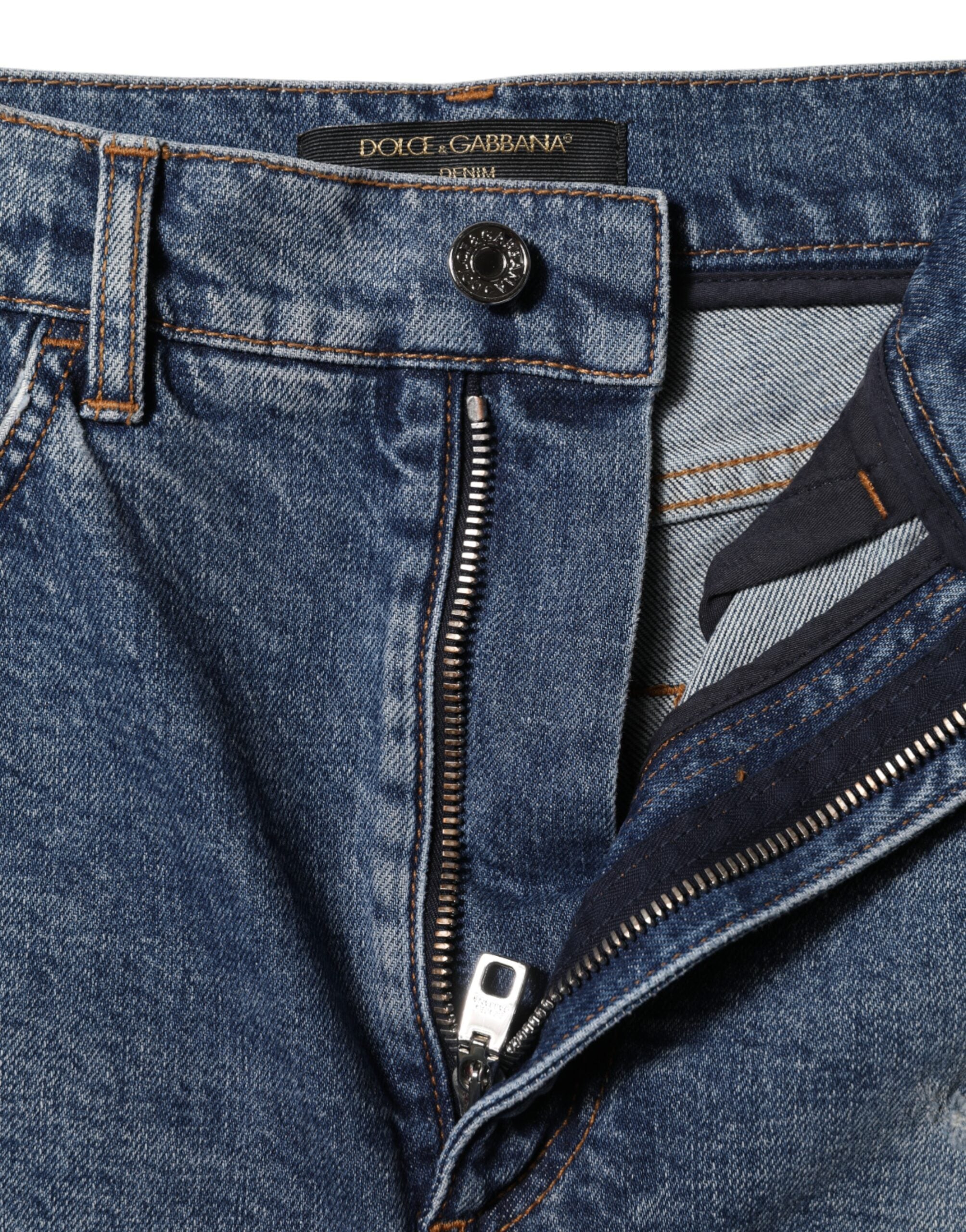 Dolce & Gabbana Blue Distressed Denim Cotton Hot Pants Shorts-4