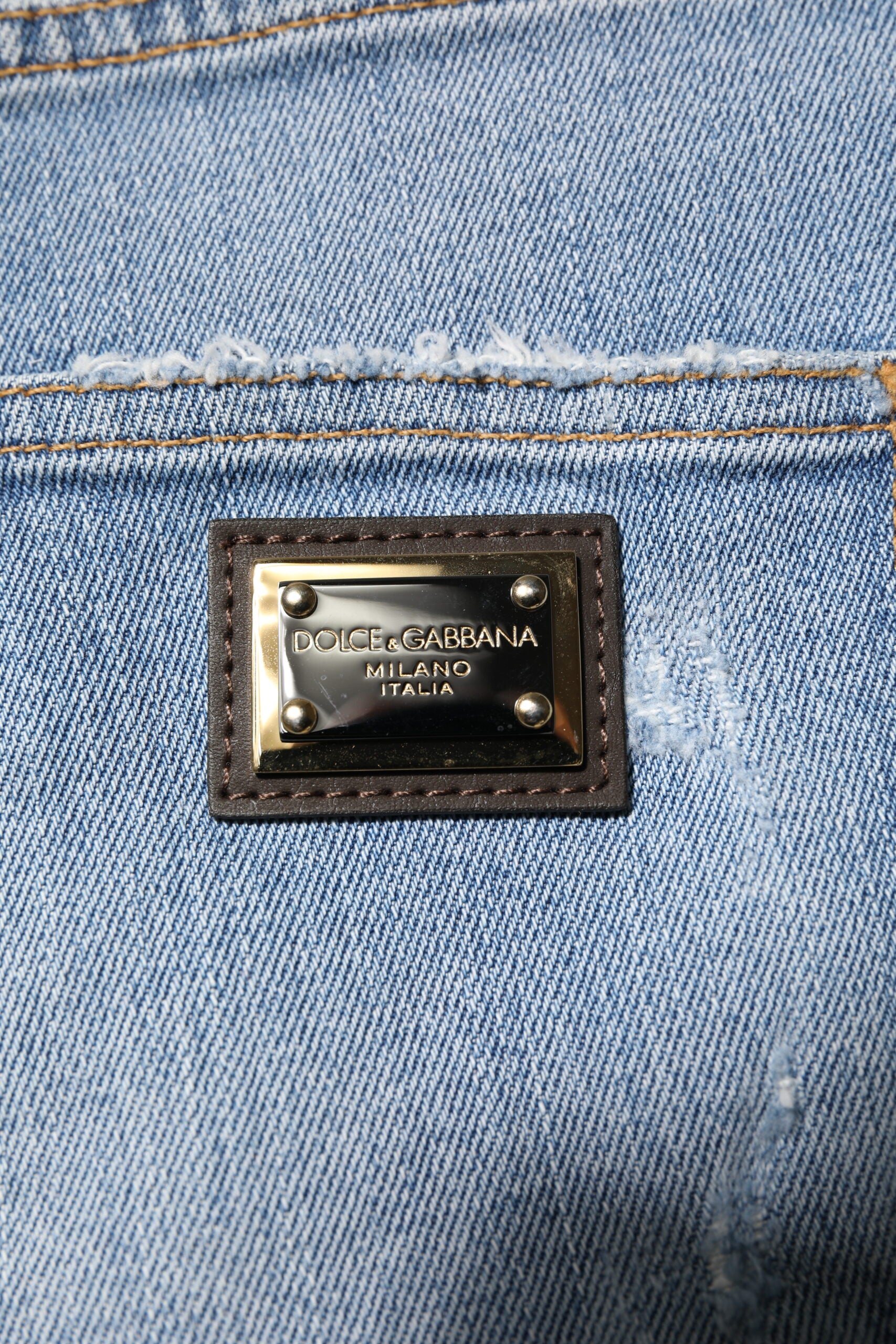 Dolce & Gabbana Blue Distressed Denim Cotton Hot Pants Shorts-5