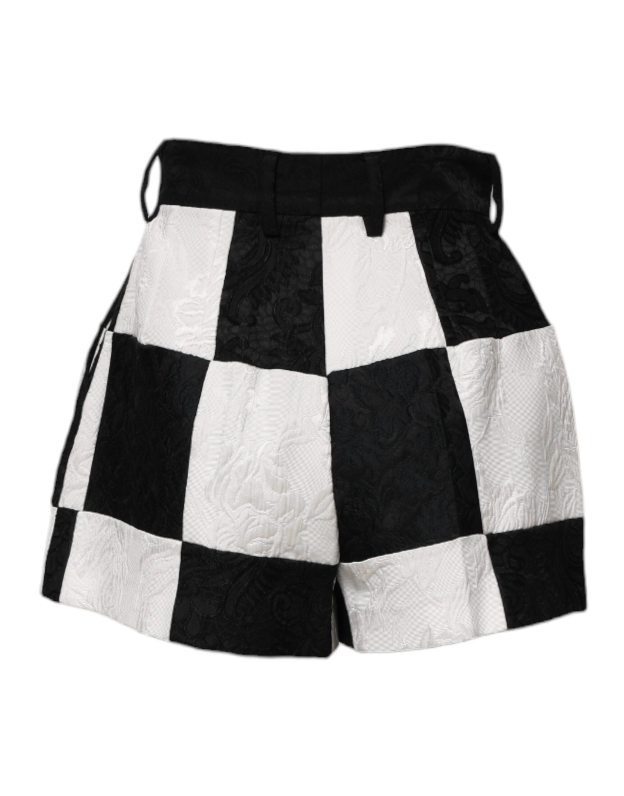 Dolce & Gabbana Black White Floral Brocade Hot Pants Shorts-3