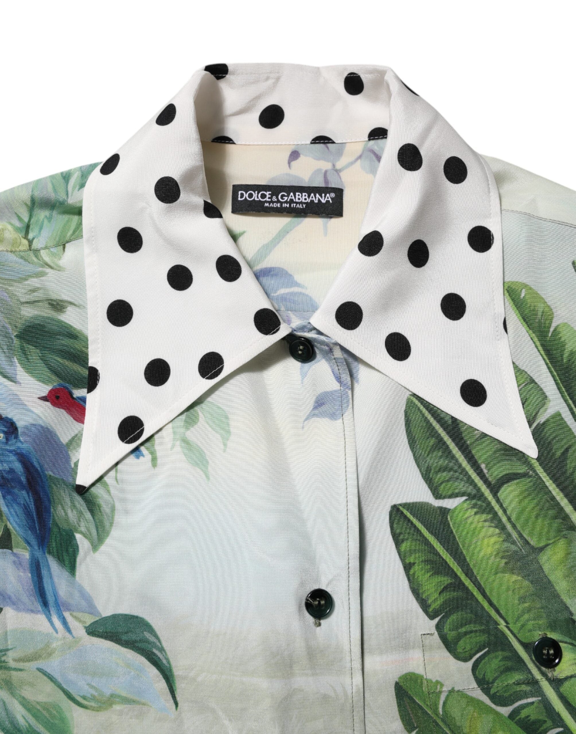 Camisa de seda con cuello y estampado multicolor de Dolce & Gabbana-4