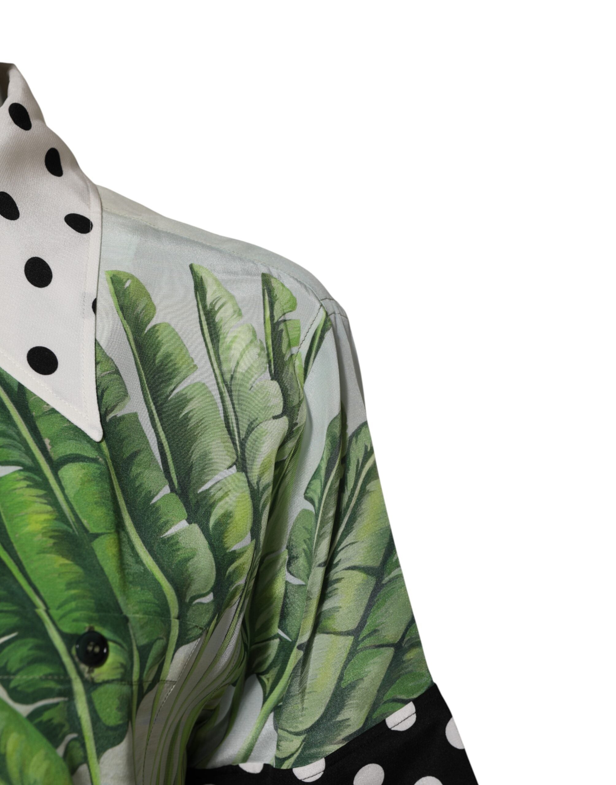 Camisa de seda con cuello y estampado multicolor de Dolce & Gabbana-5