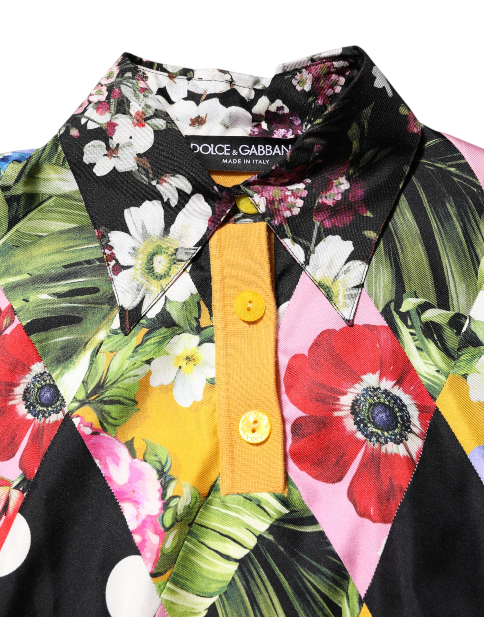 Dolce & Gabbana Multicolor Floral Long Sleeves Polo Top-5