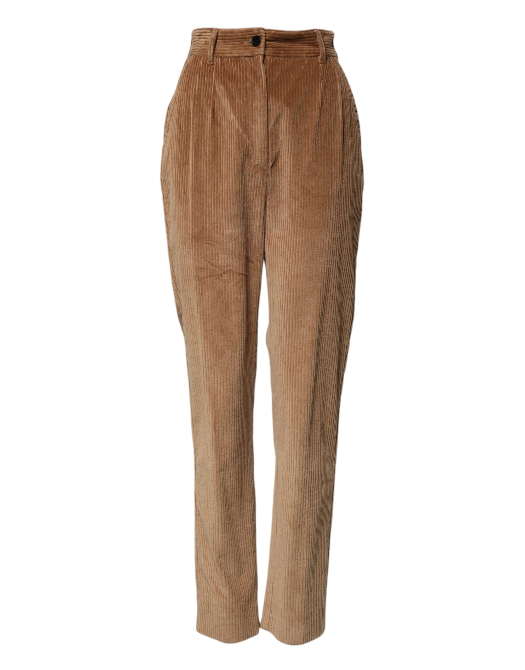 Dolce & Gabbana Brown Cotton Corduroy Trousers in Cone Shape