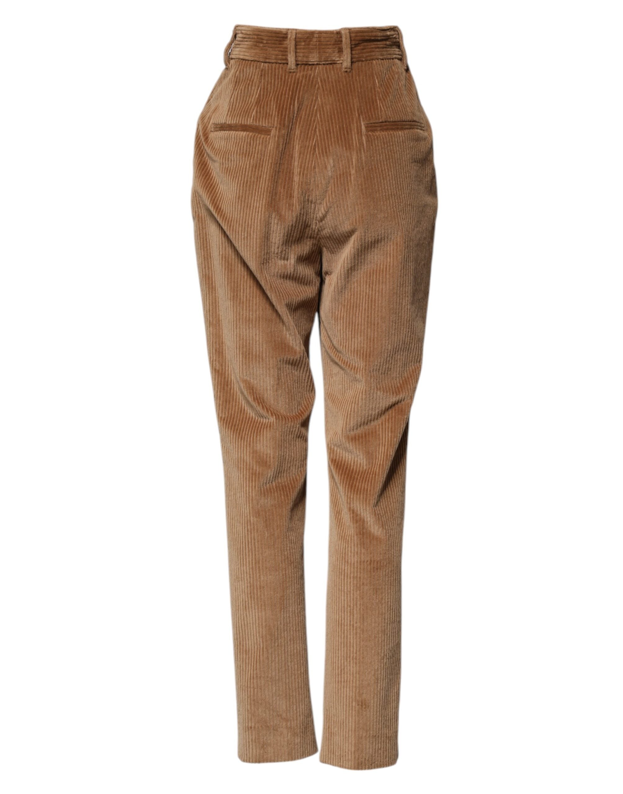 Dolce & Gabbana Brown Cotton Corduroy Trousers in Cone Shape-3