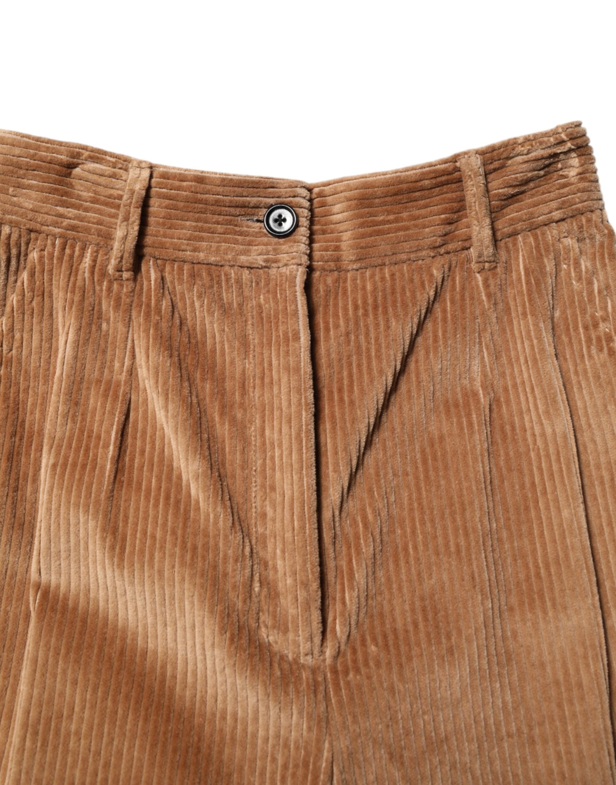 Dolce & Gabbana Brown Cotton Corduroy Trousers in Cone Shape-4