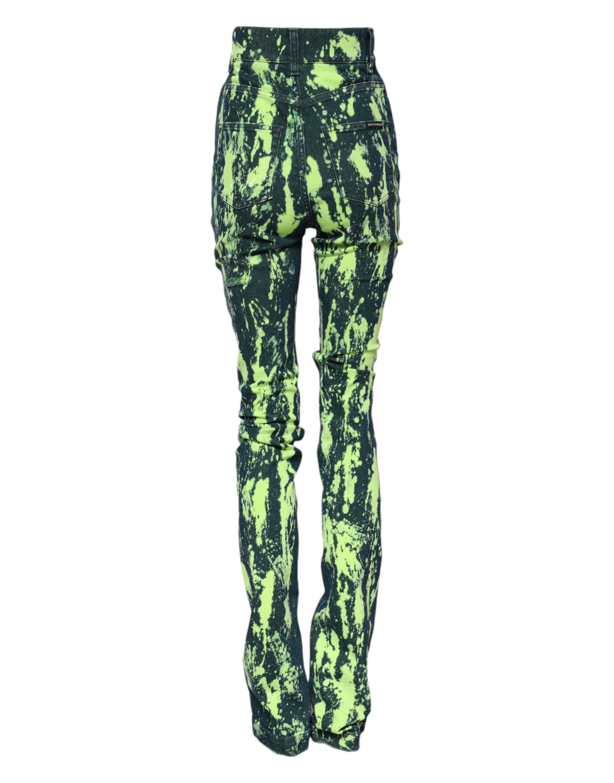Dolce & Gabbana Green Color Splash High-Waisted Denim Jeans-3