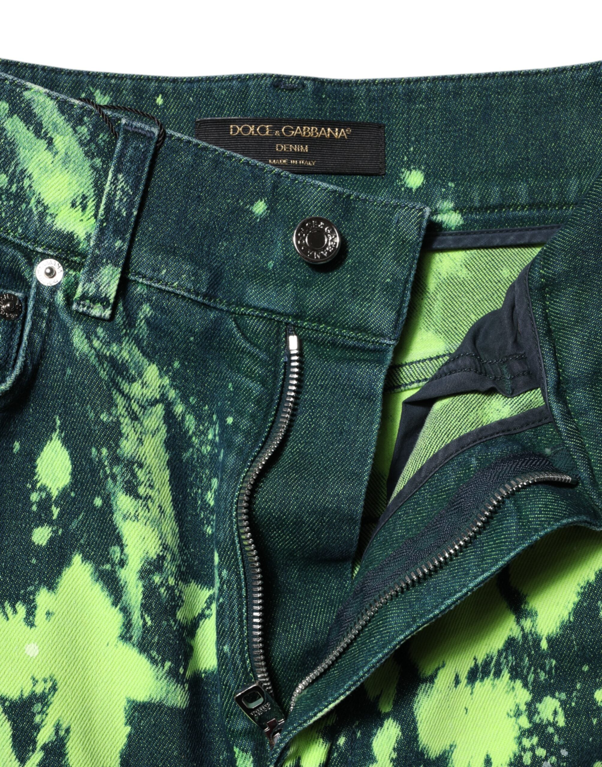 Dolce & Gabbana Green Color Splash High-Waisted Denim Jeans-4