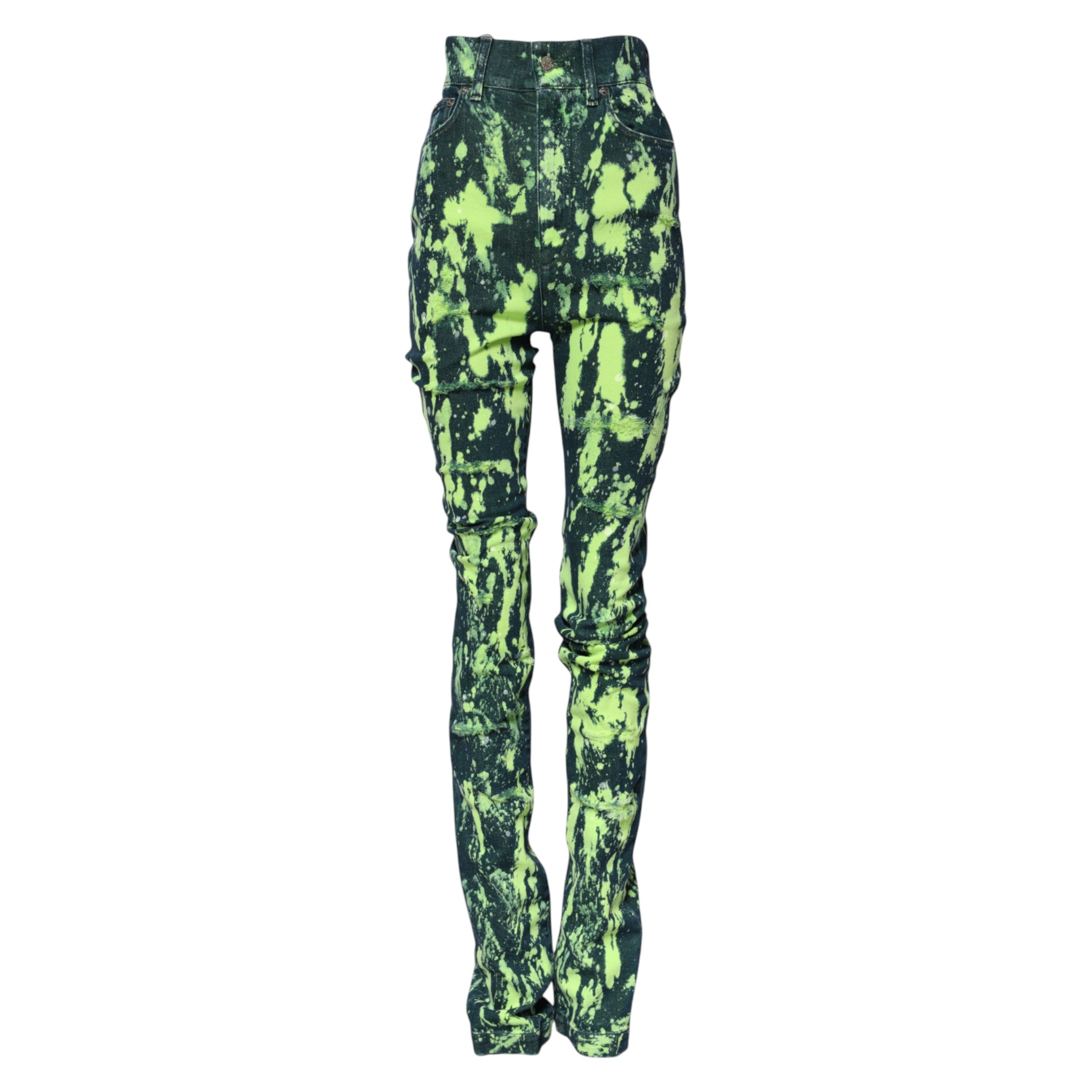 Dolce & Gabbana Green Color Splash High-Waisted Denim Jeans-5