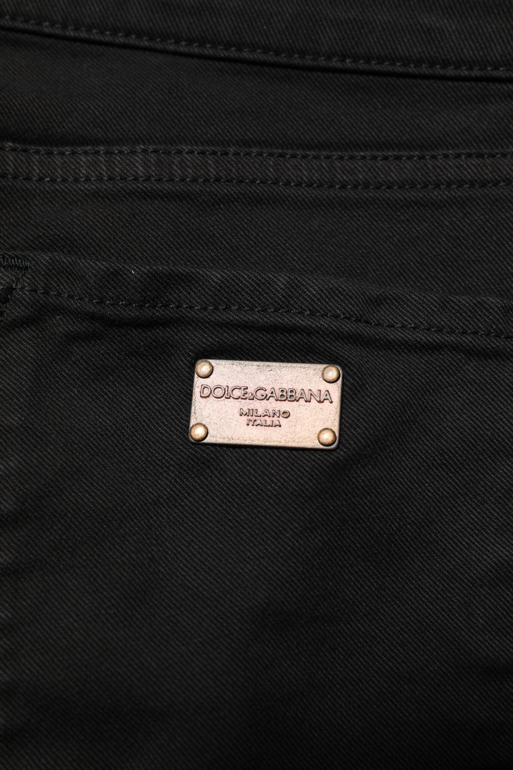 Dolce & Gabbana Black Cotton Logo Skinny Mid Waist Denim Jeans-5