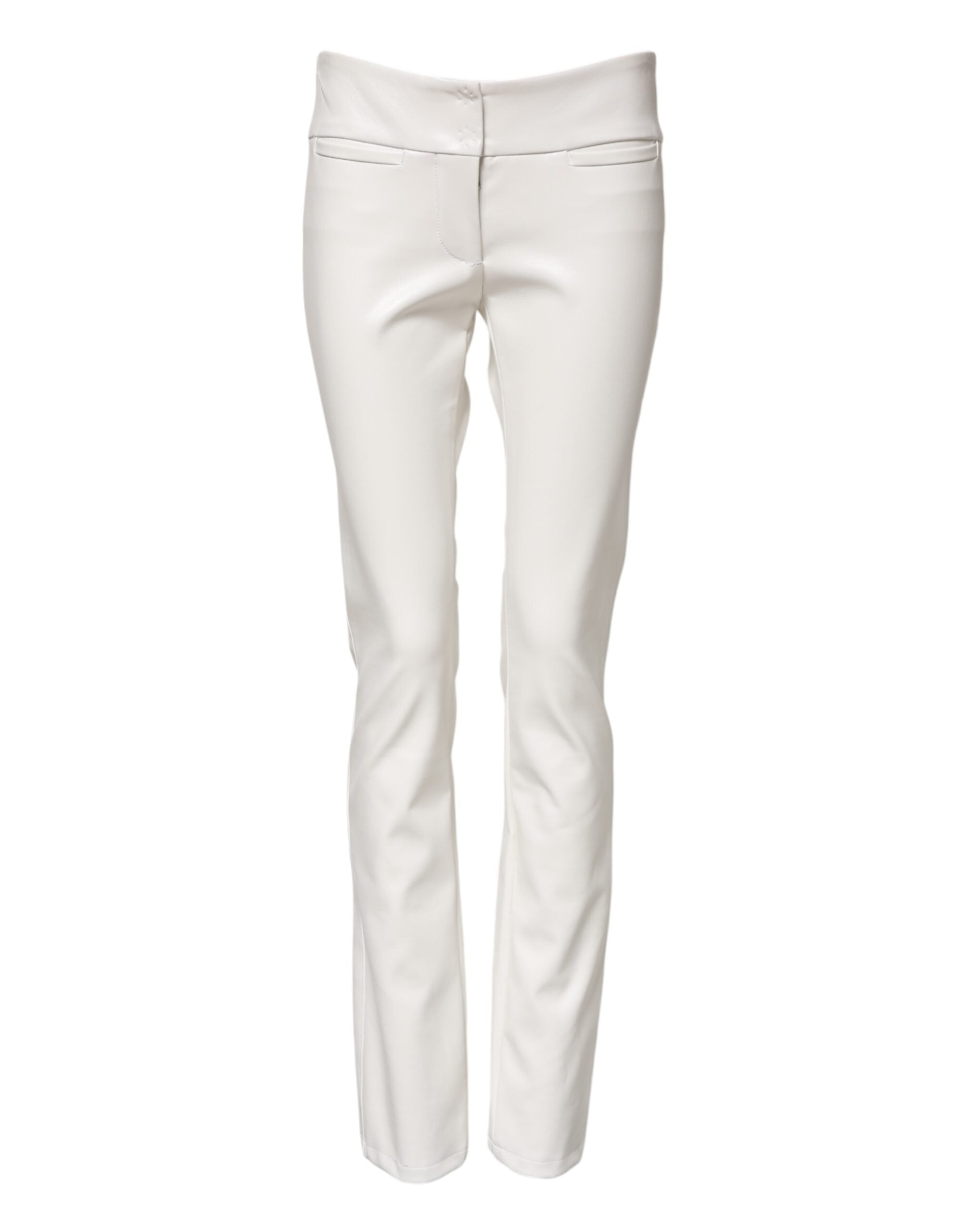 Dolce & Gabbana white polyurethane trousers with a high waist and tapered leg-1