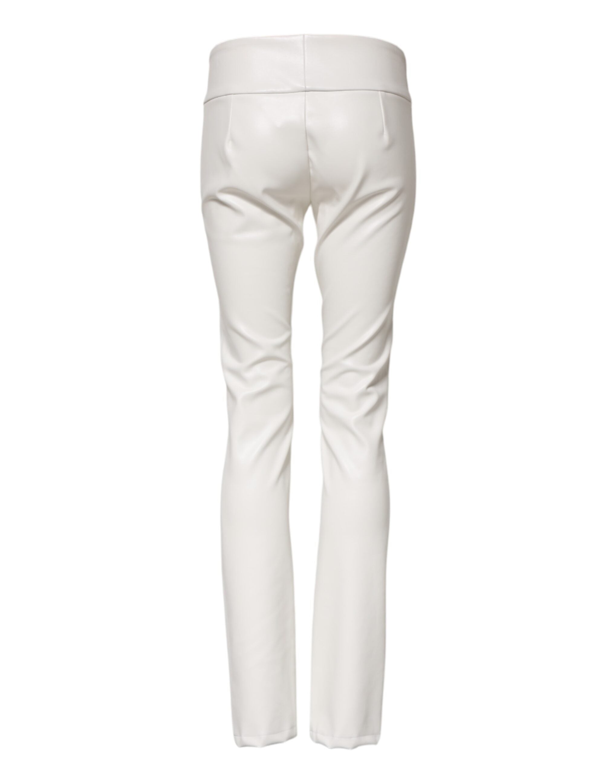 Dolce & Gabbana white polyurethane trousers with a high waist and tapered leg-3