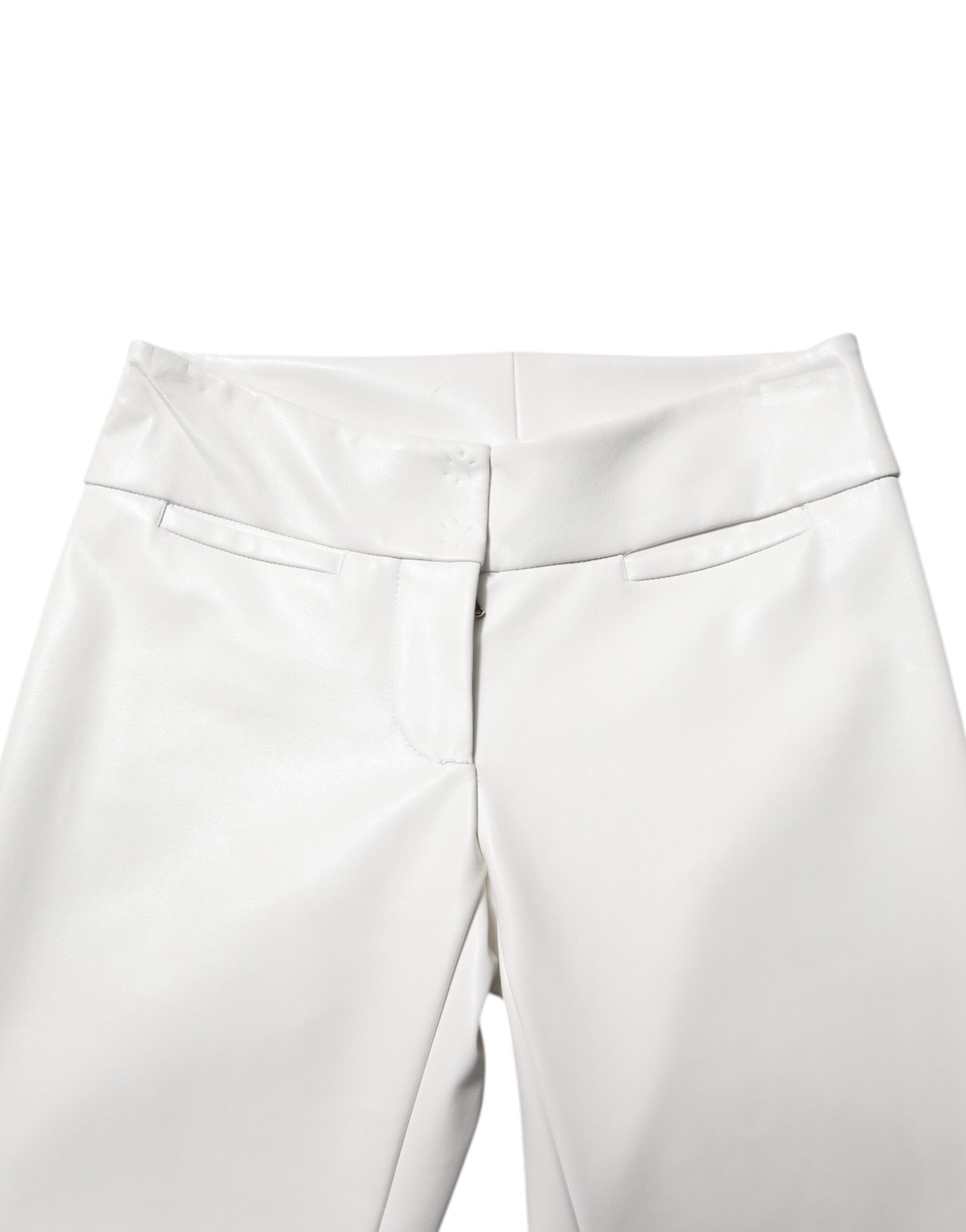 Dolce & Gabbana white polyurethane trousers with a high waist and tapered leg-4