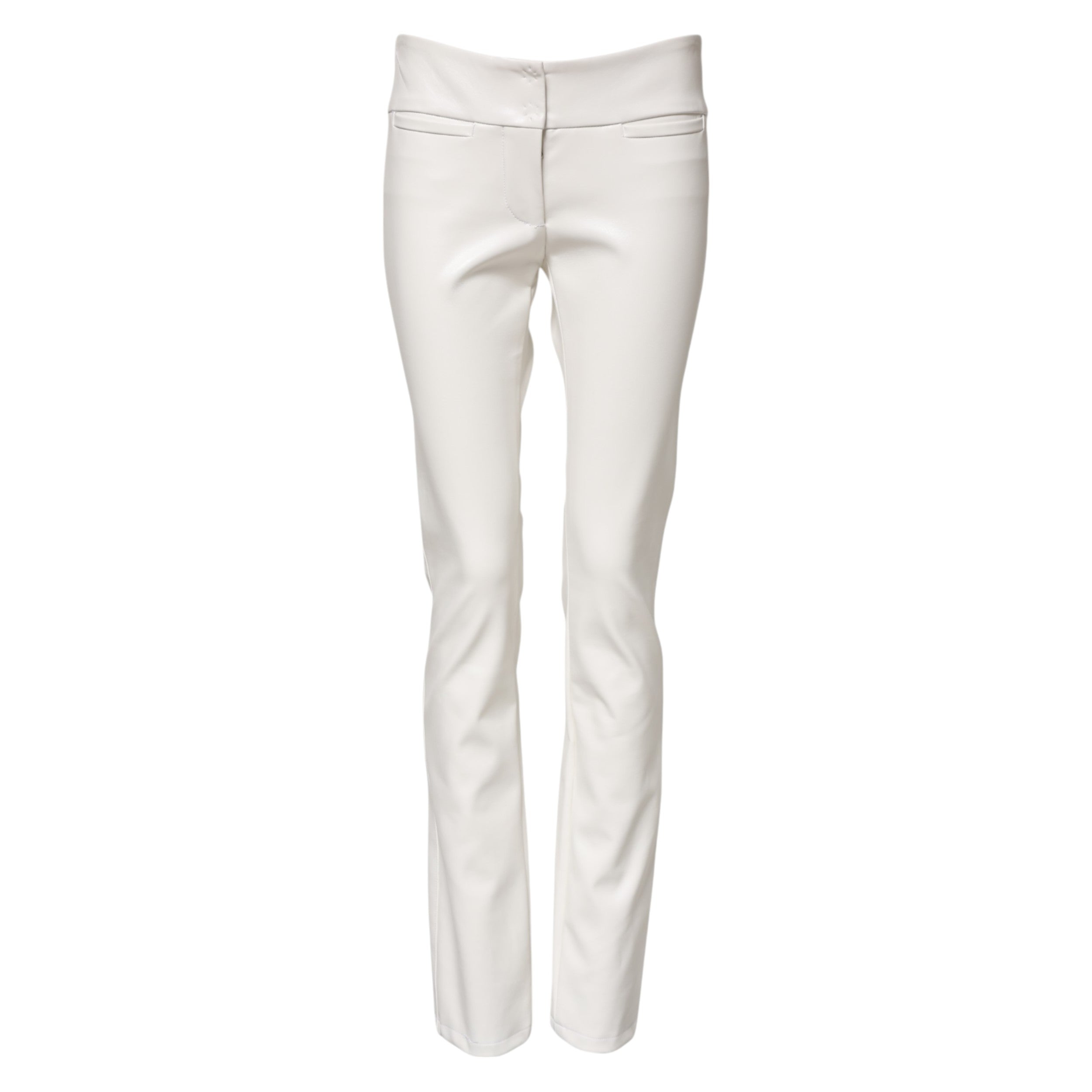 Dolce & Gabbana white polyurethane trousers with a high waist and tapered leg-5