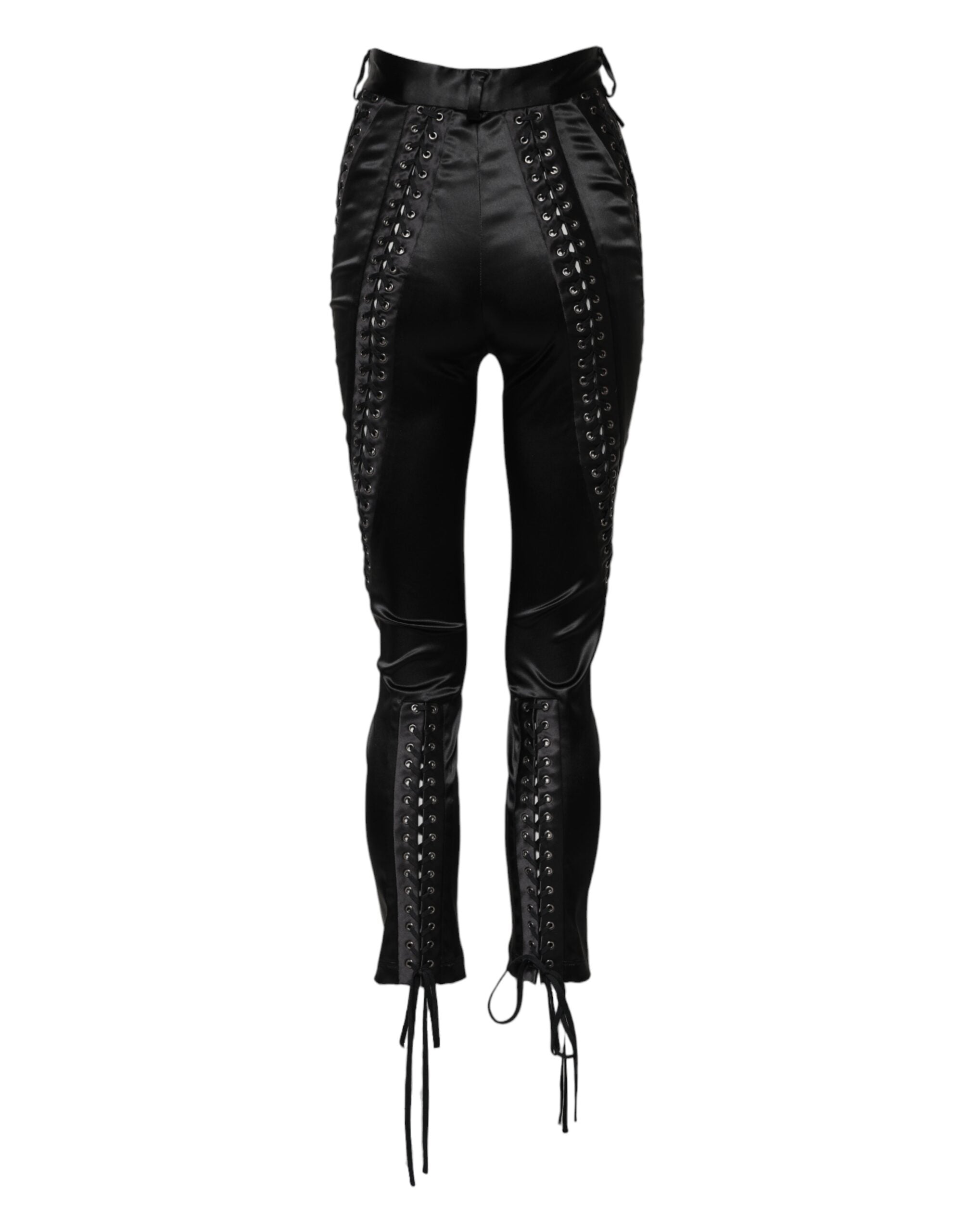 Dolce & Gabbana Black skinny trousers with high waist and lace details-3