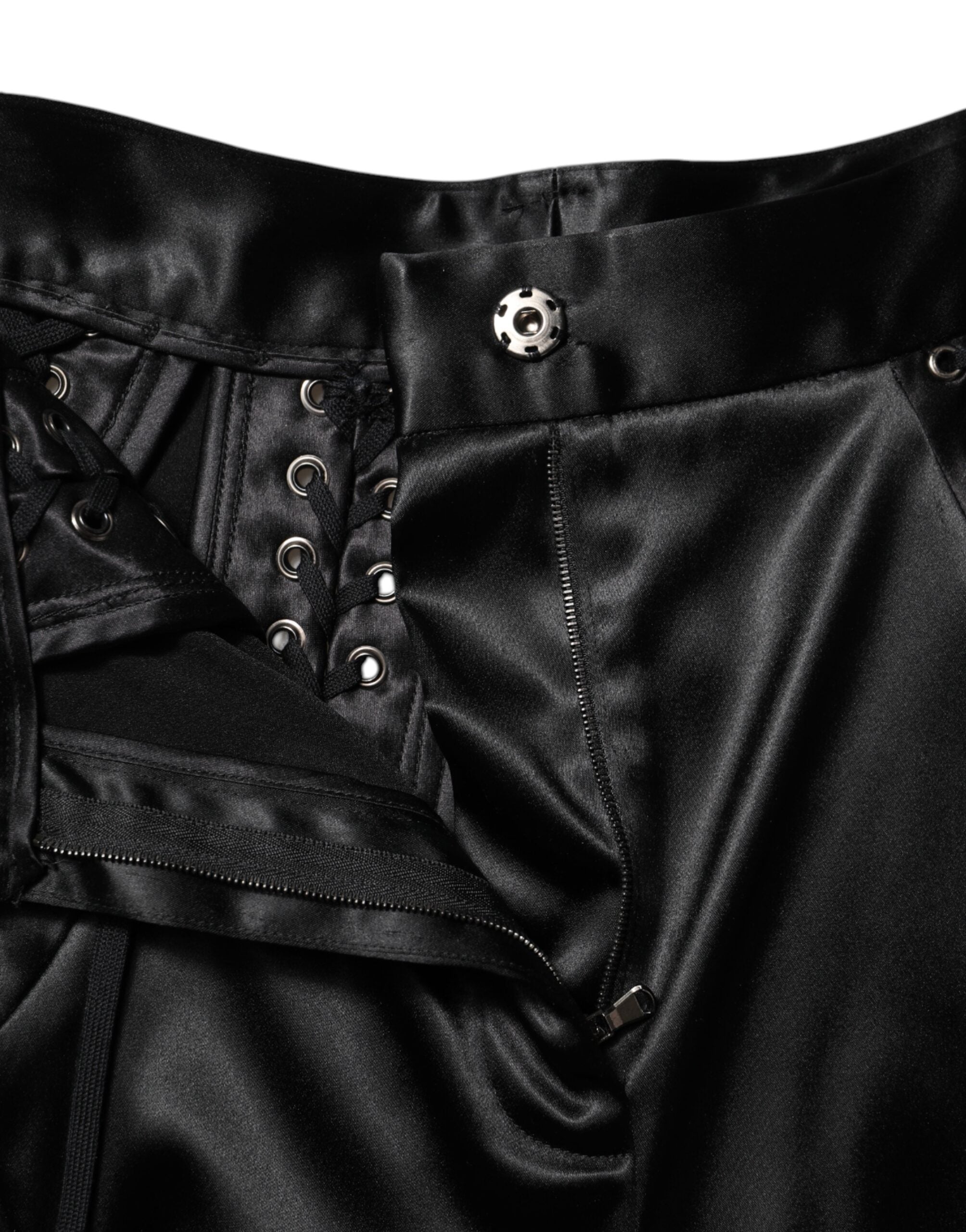 Dolce & Gabbana Black skinny trousers with high waist and lace details-4