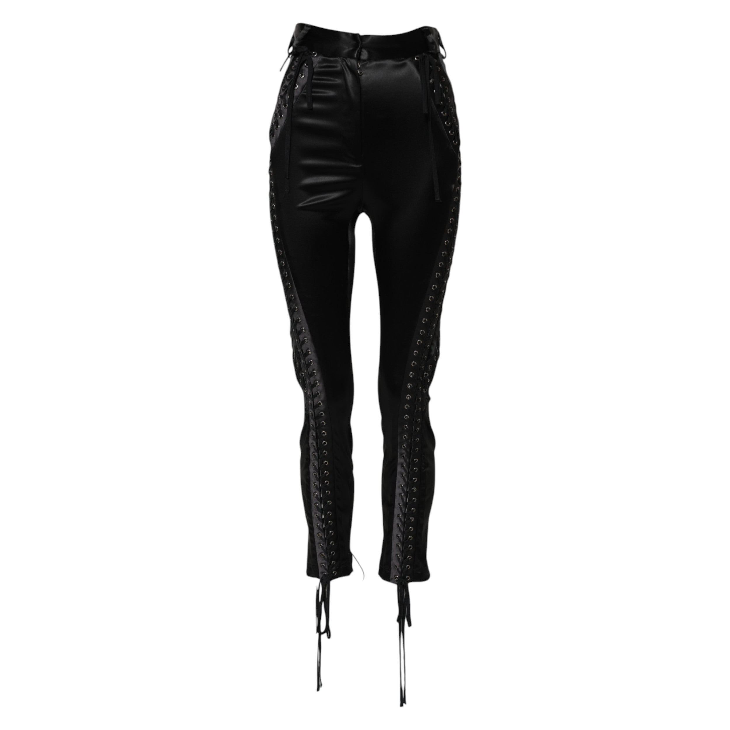 Dolce & Gabbana Black skinny trousers with high waist and lace details-5